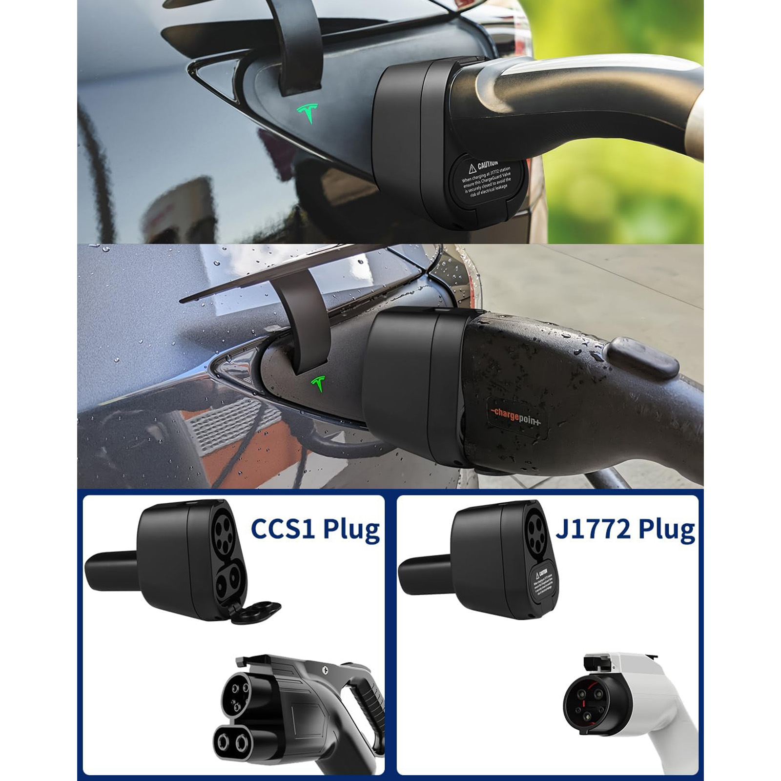 NUOVEPE 2 in 1 CCS & J1772 to Tesla Charger Adapter, 250KW Max Fast Charger