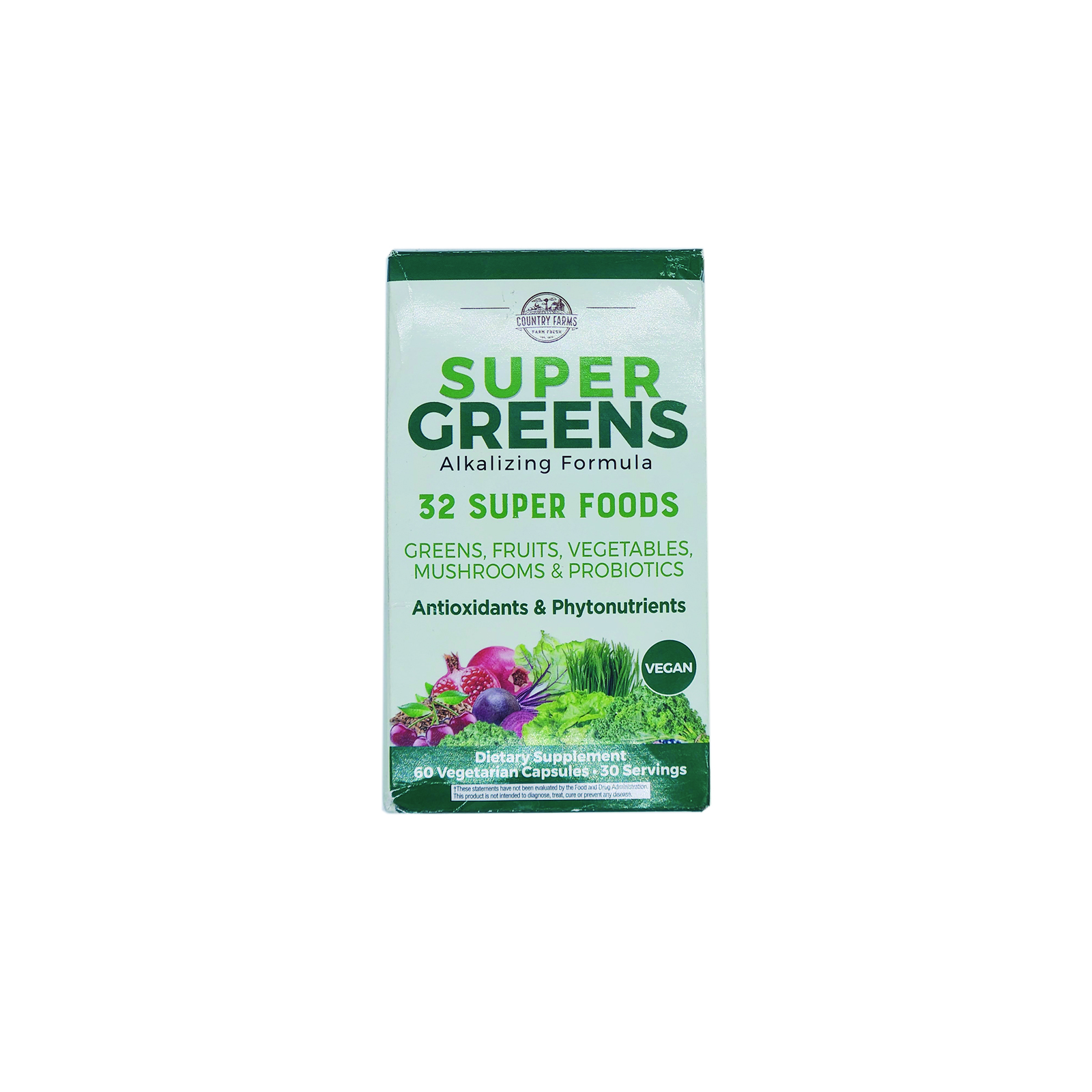 Country Farms Super Greens Dietary Supplement Capsules 60 Ct