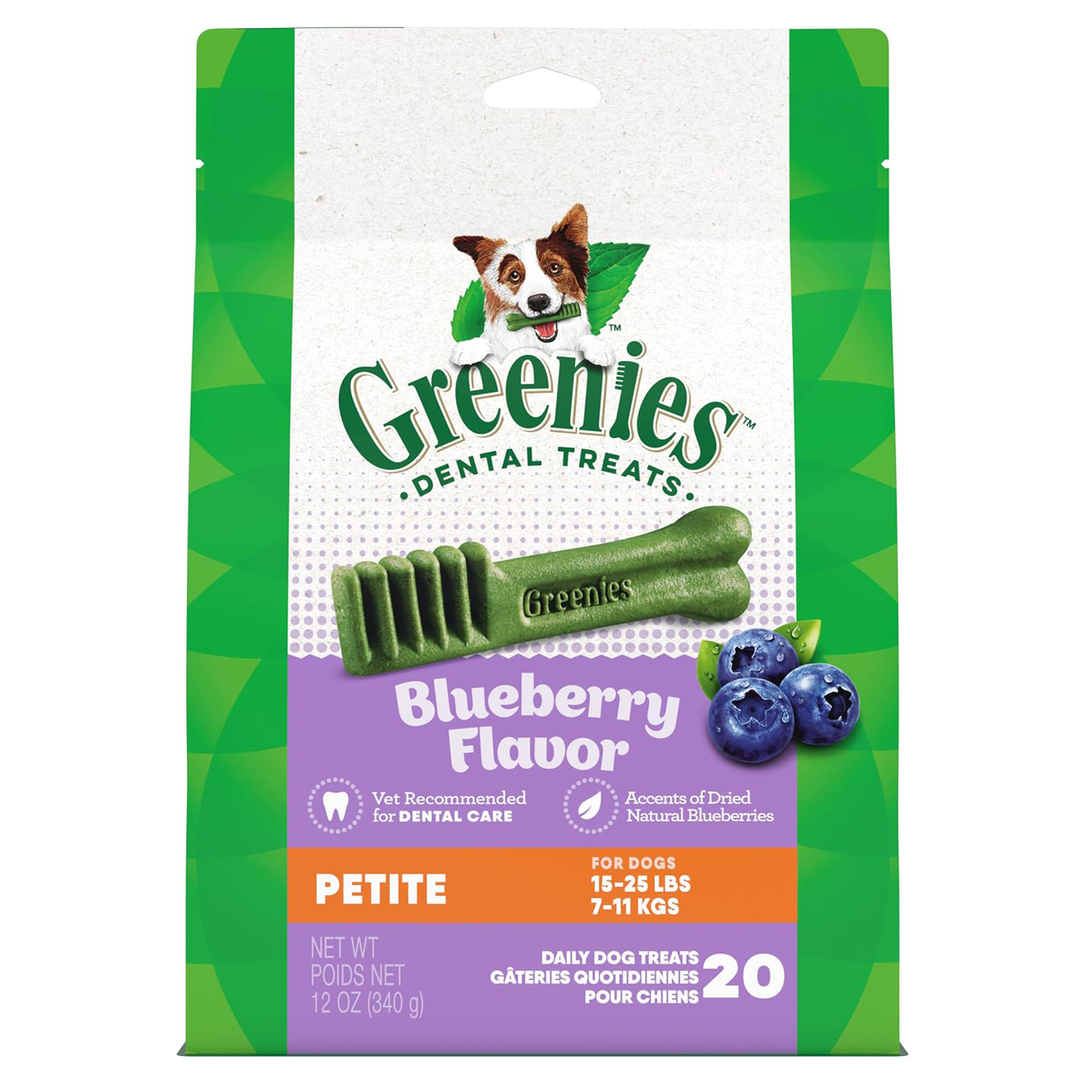 Greenies Petite Dental Dog Treats, Blueberry Flavor, 12 oz. Pack (20 Treats)