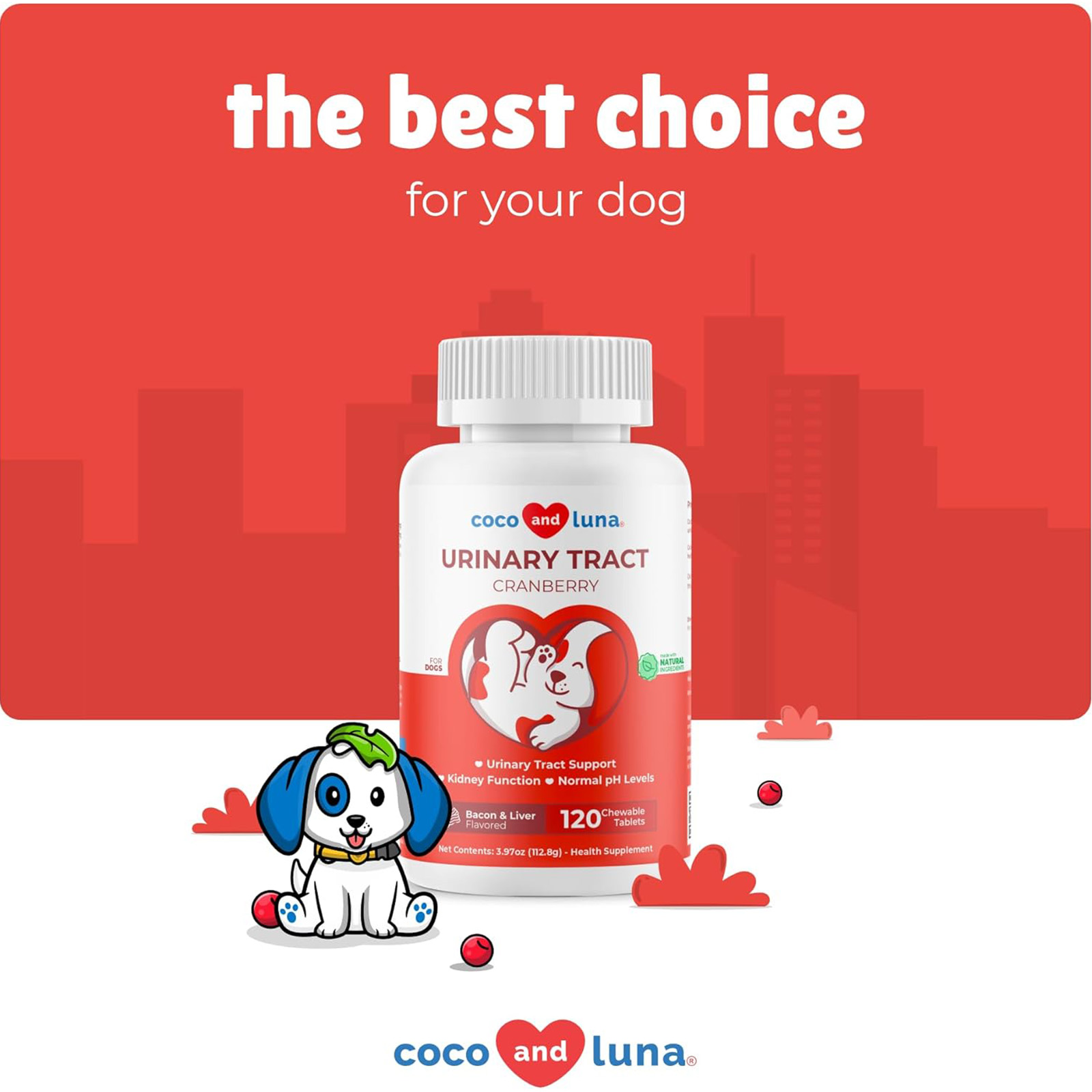 Cranberry for Dogs - Urinary Tract Support, Incontinence Support 120 ct "READ"