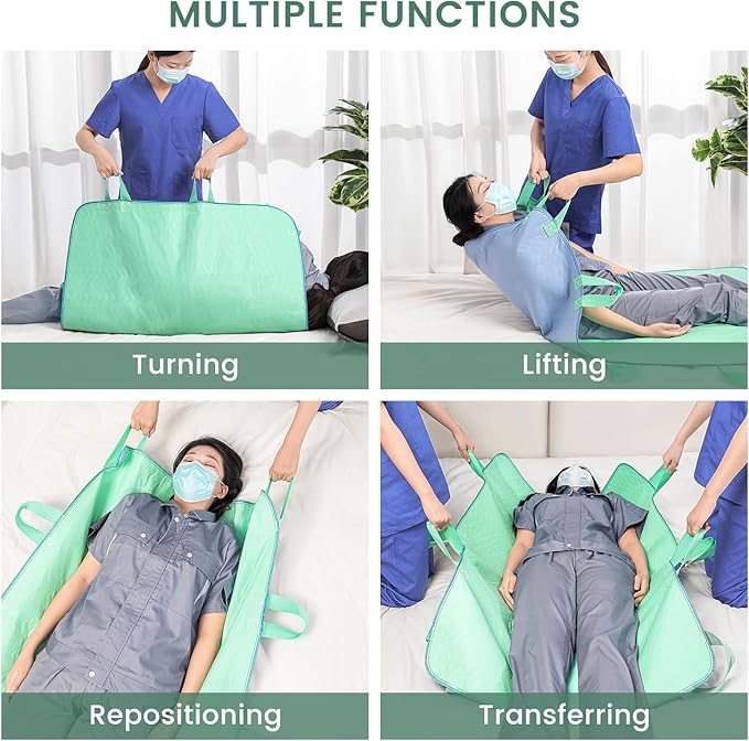 ESWIN Positioning Bed Pad with Handles – Quick-Drying, 6-Handle Incontinence Bed Pads – Washable, Waterproof, Reusable Pads for Elderly, Bedridden, Transferring, & Mattress Protection