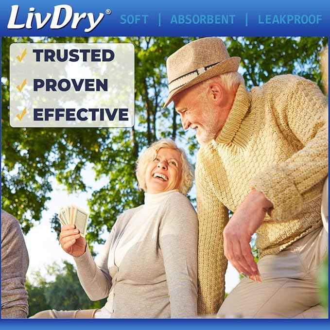 LivDry Incontinence Booster Pads, Use with Adult Diapers for Women and Men, Extra Comfort Softness, Disposable Pad (80 Count, Regular Length)