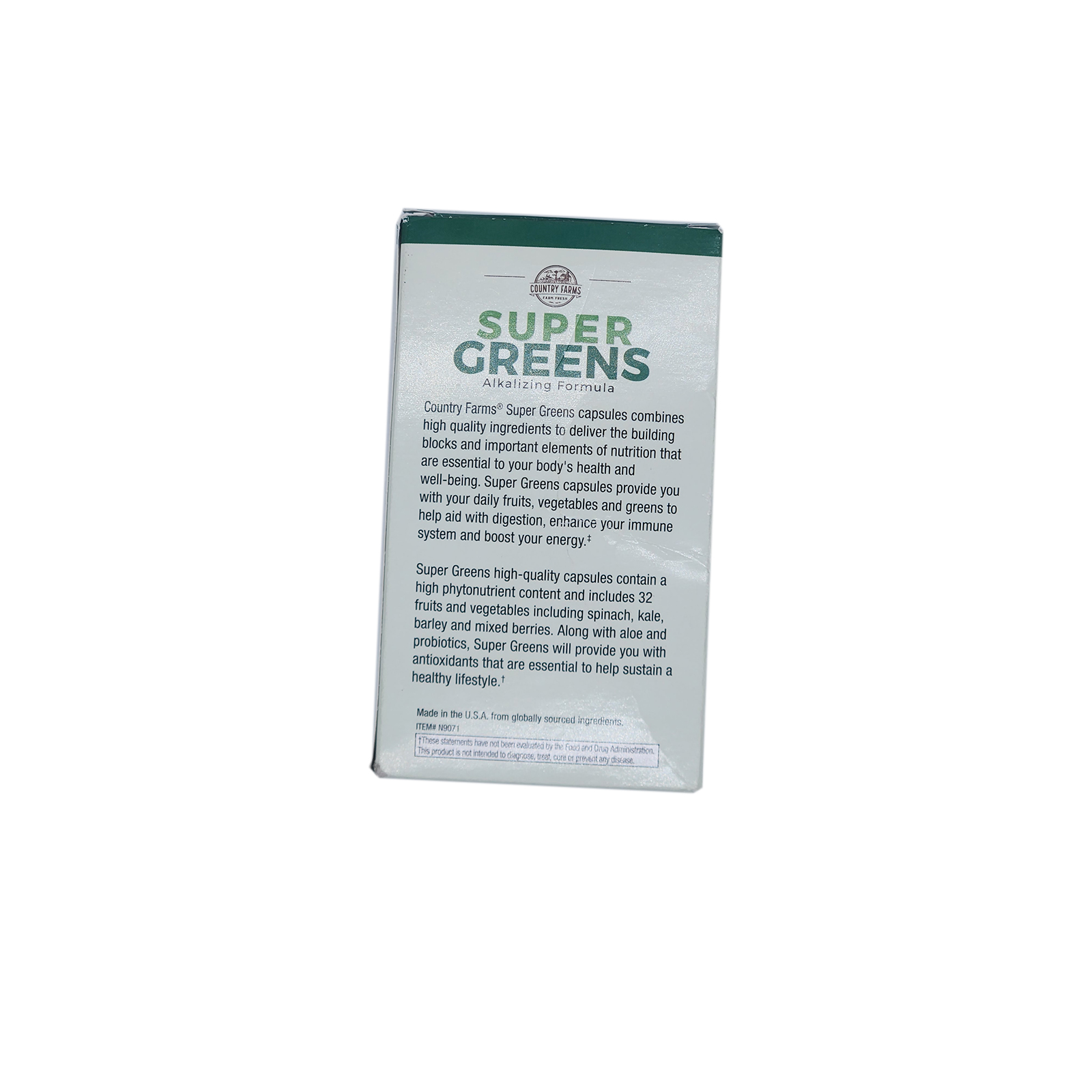 Country Farms Super Greens Dietary Supplement Capsules 60 Ct