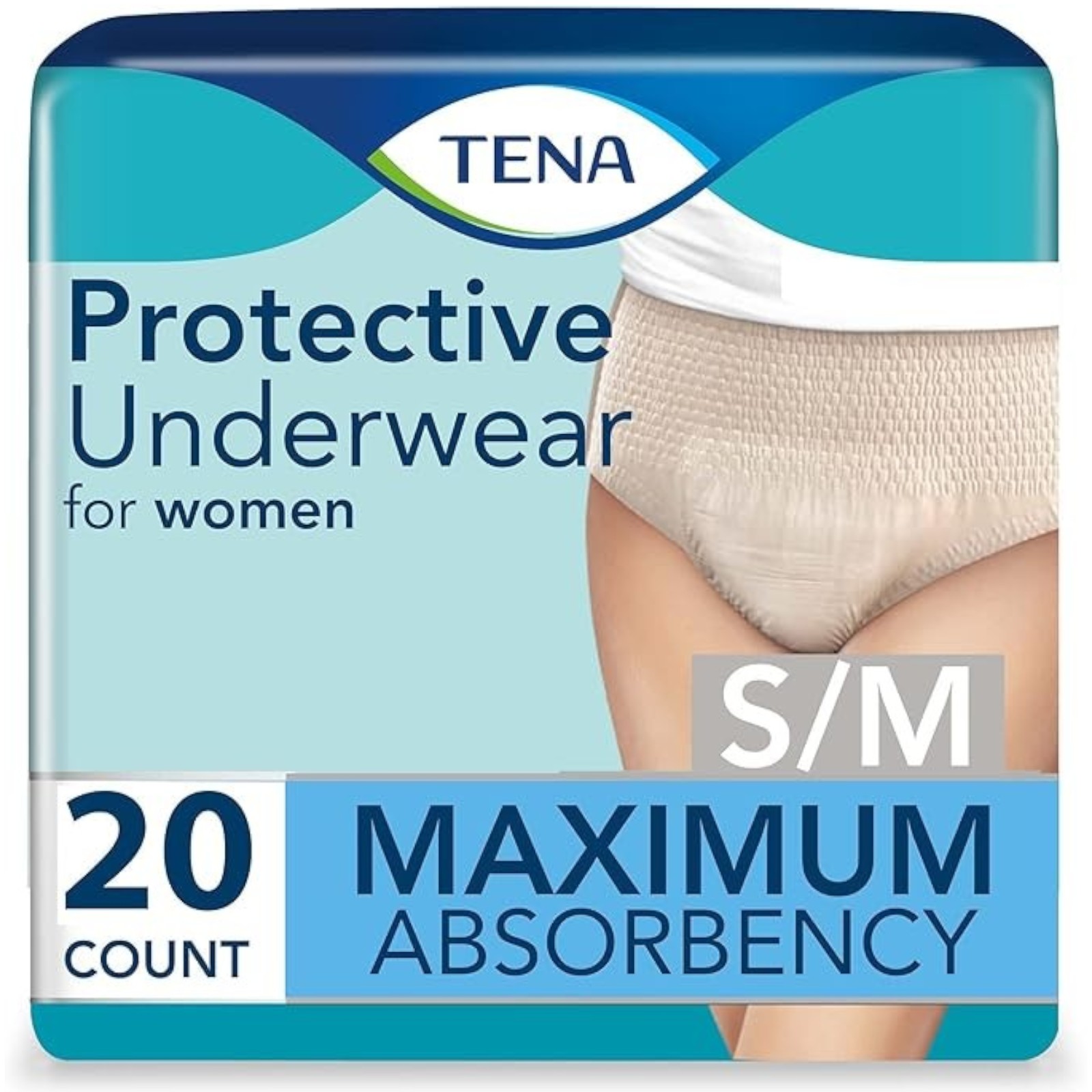 TENA ProSkin Protective Incontinence Underwear for Women, Moderate Absorbency, Small/Medium, 20 Count