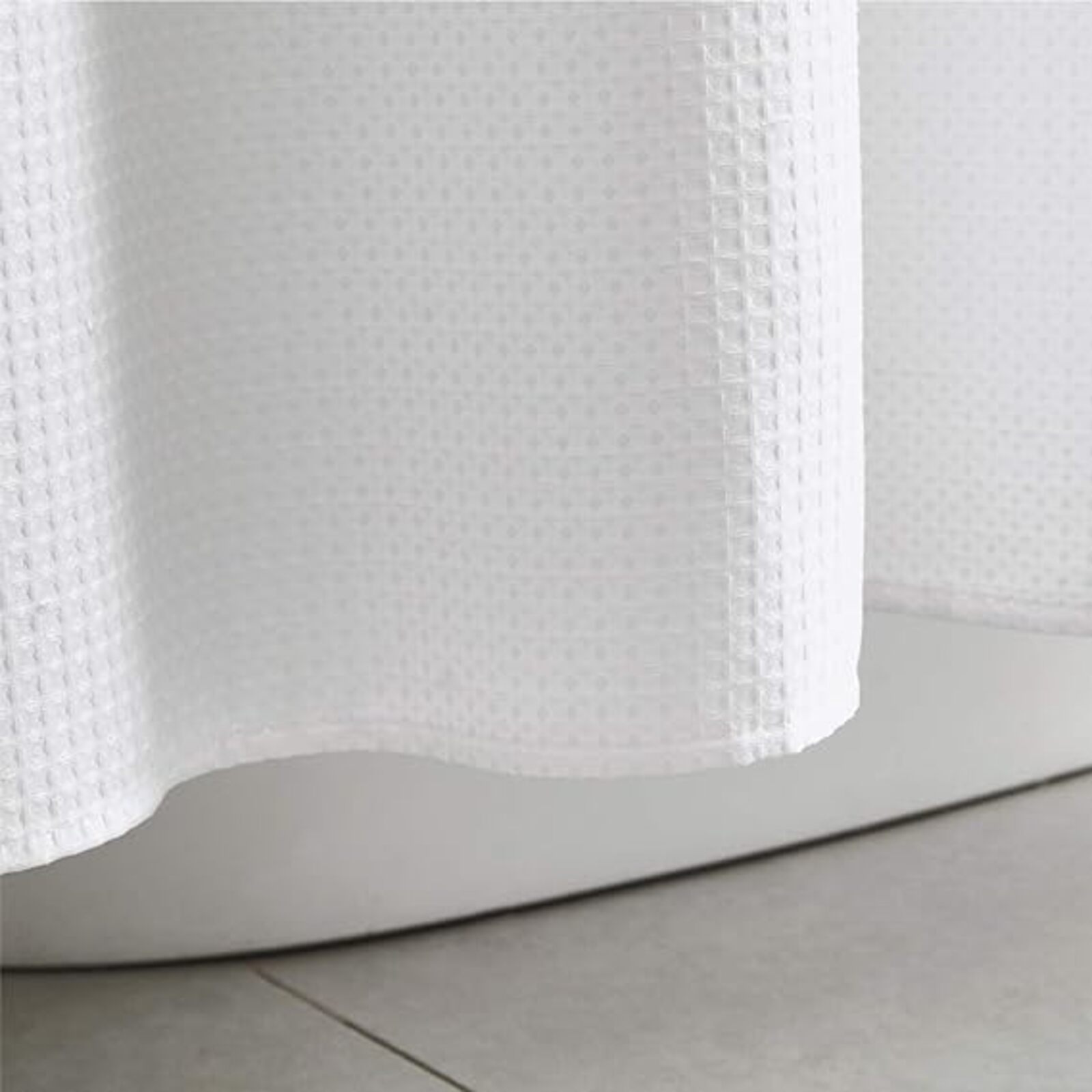 BEDSURE Fabric Shower Curtain White Waffle Weave Shower Curtain for Bathroom Waterproof Bathroom Curtain with 12 Hooks Machine Washable 72x72 Inch