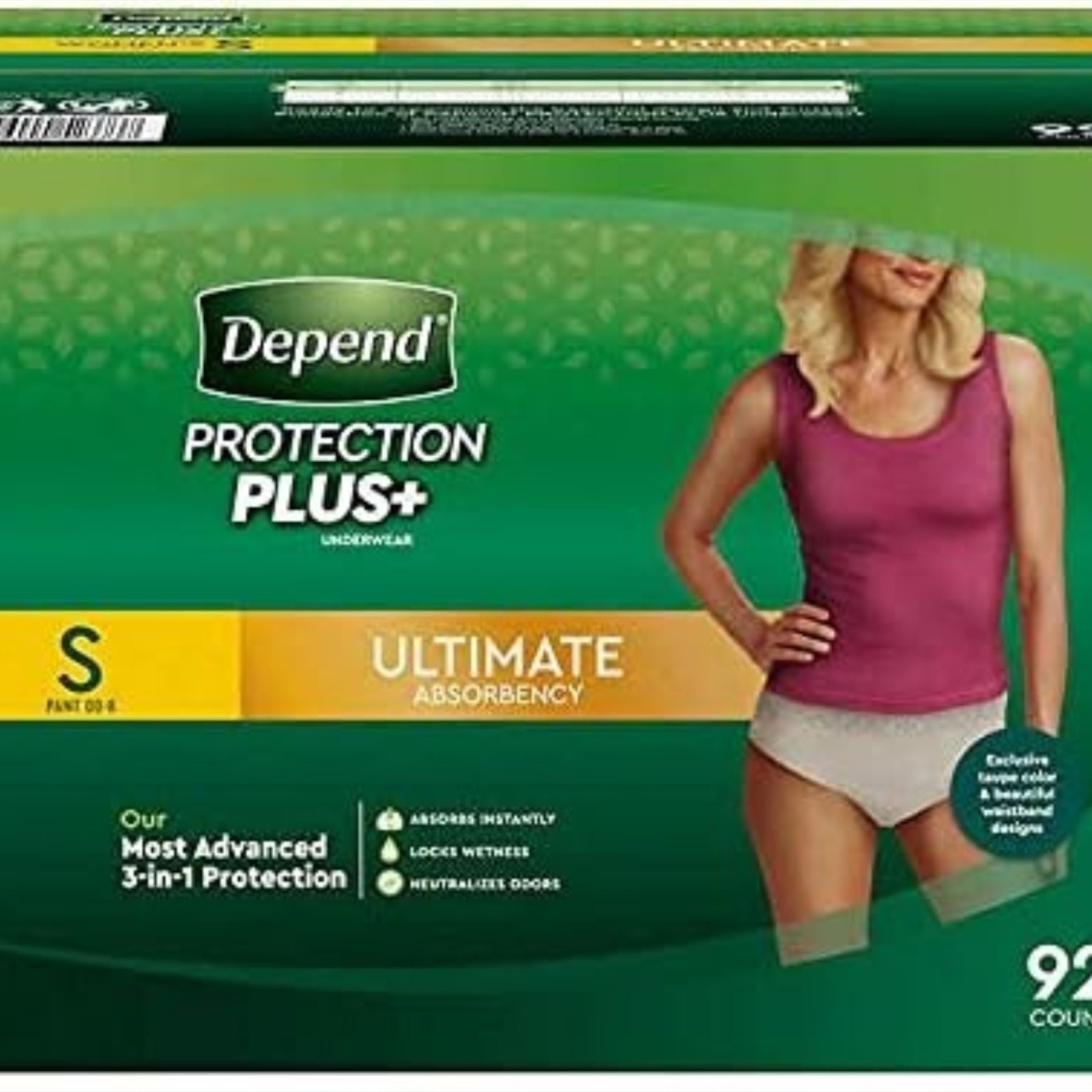 Depend Protection Plus Ultimate Underwear for Women Small 92 Count