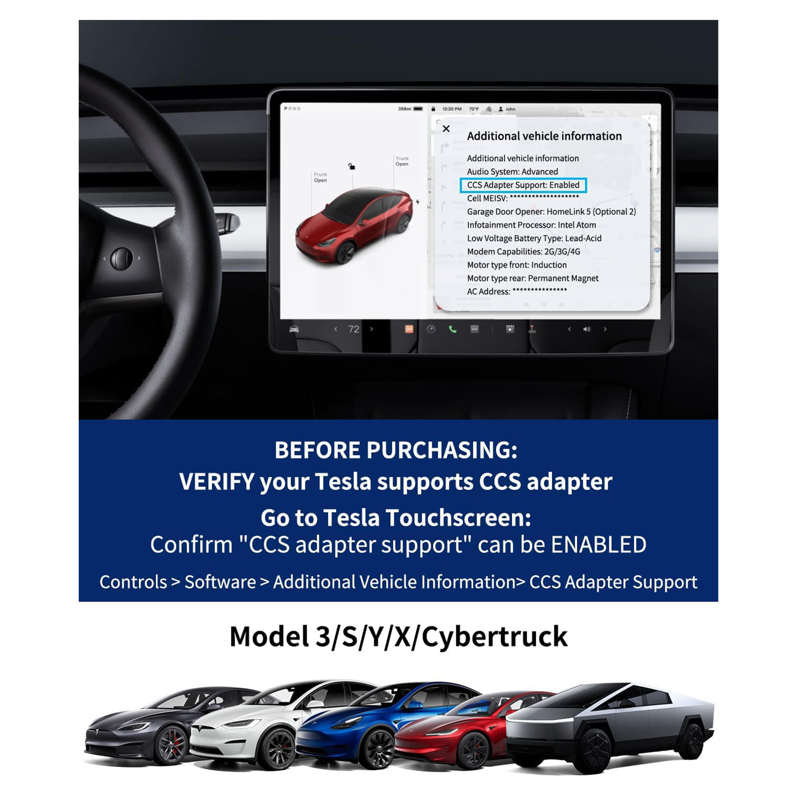 NUOVEPE 2 in 1 CCS & J1772 to Tesla Charger Adapter, 250KW Max Fast Charger