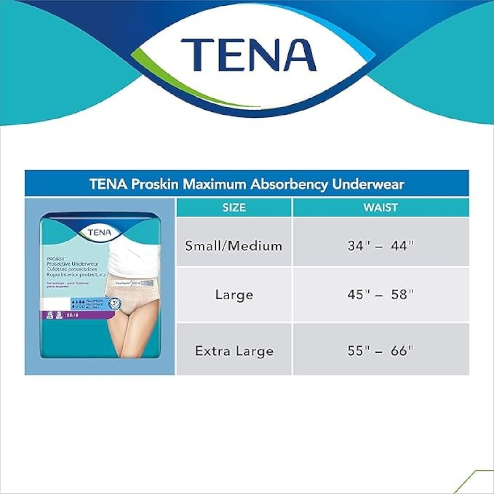 TENA ProSkin Protective Incontinence Underwear for Women, Moderate Absorbency, Small/Medium, 20 Count