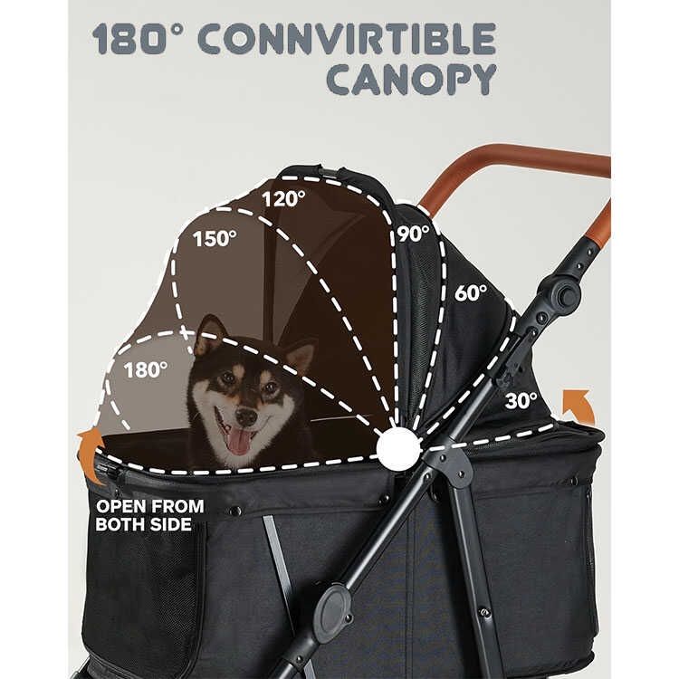 Zoosky Large Pet Stroller for Dogs Up to 66lbs - Black