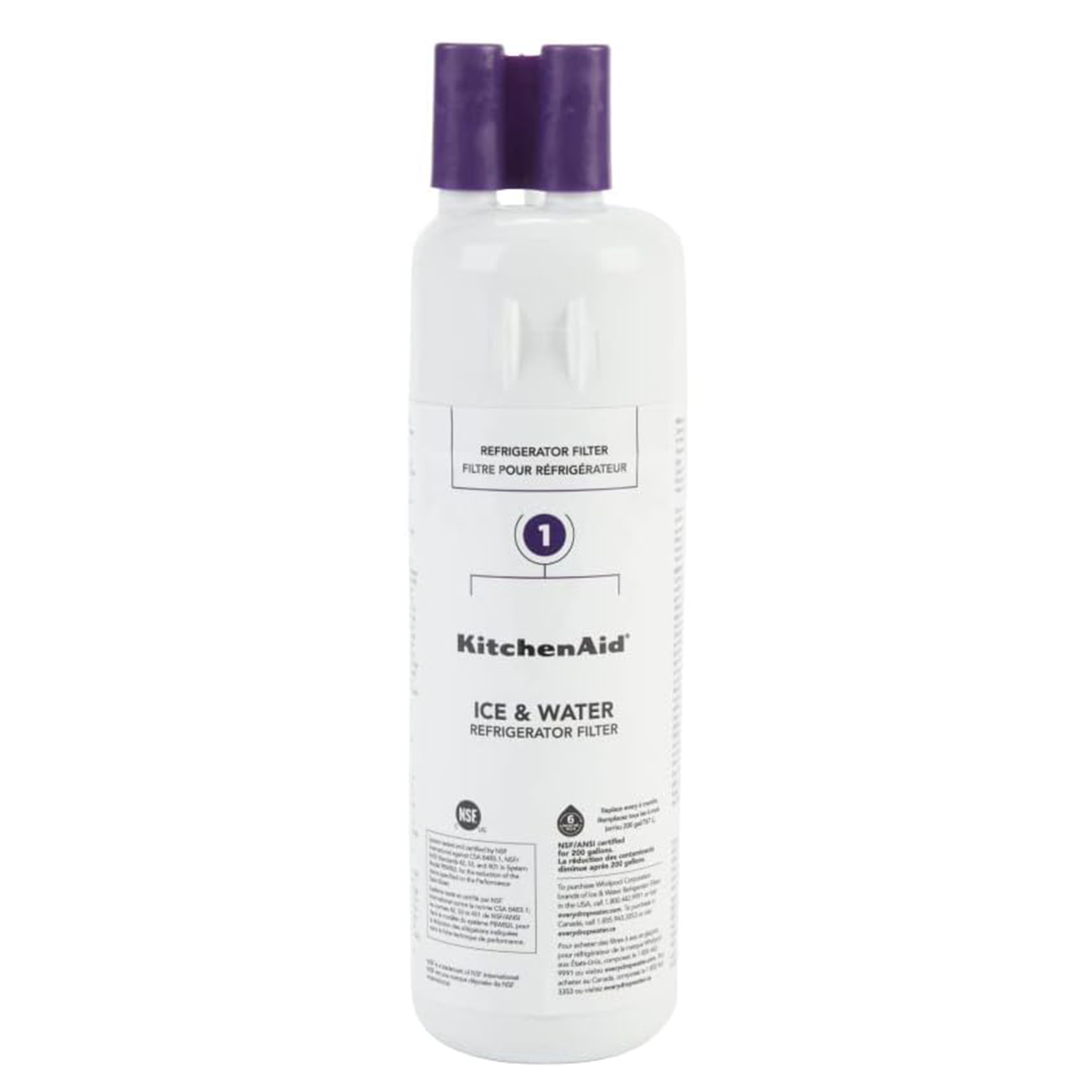 KitchenAid Refrigerator Ice and Water Filter 1 - KAD1RXD1, Single-Pack, Purple