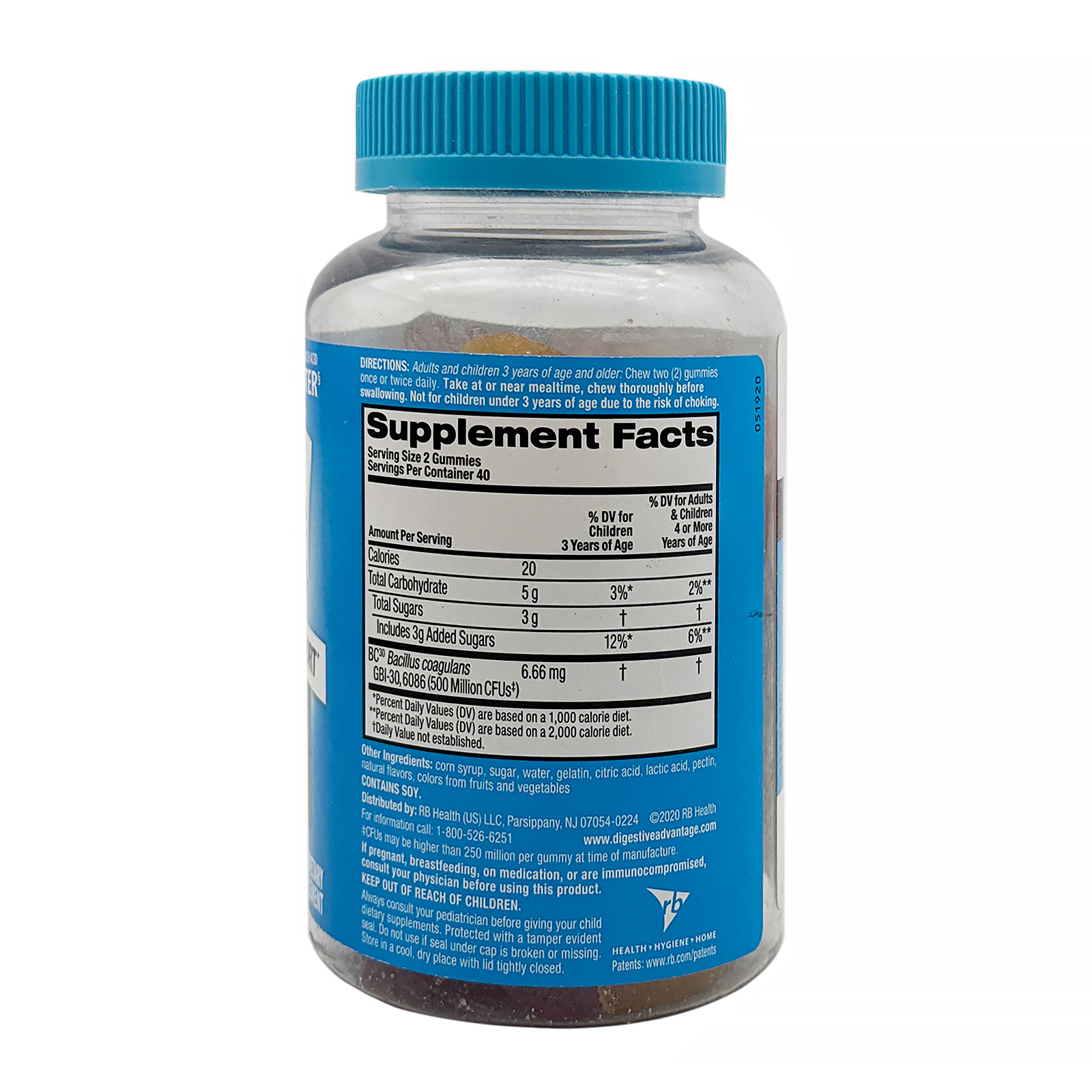 Digestive Advantage Daily Probiotics for Digestive & Immune Support - Natural Fruit Flavors - 80 Gummies