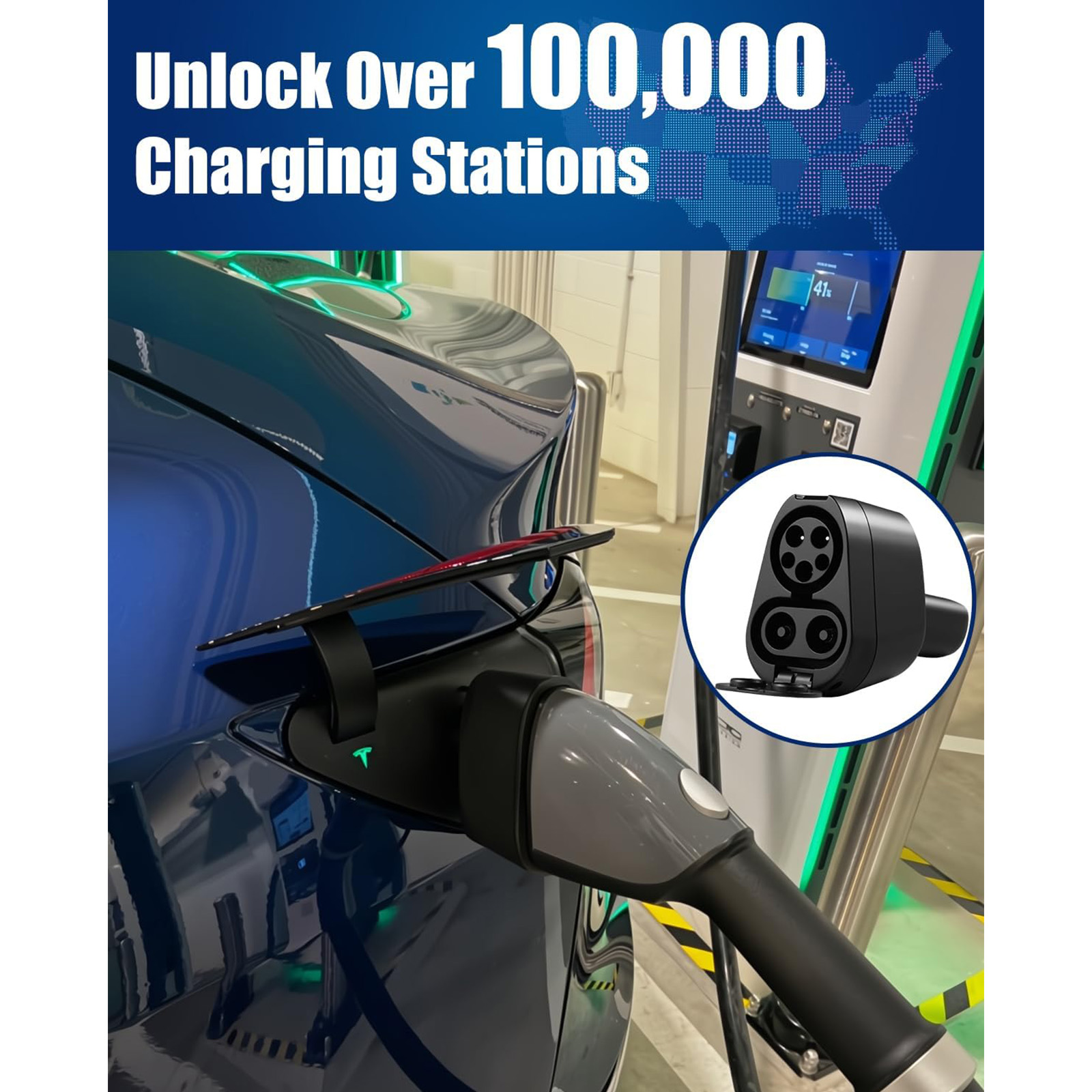 NUOVEPE 2 in 1 CCS & J1772 to Tesla Charger Adapter, 250KW Max Fast Charger
