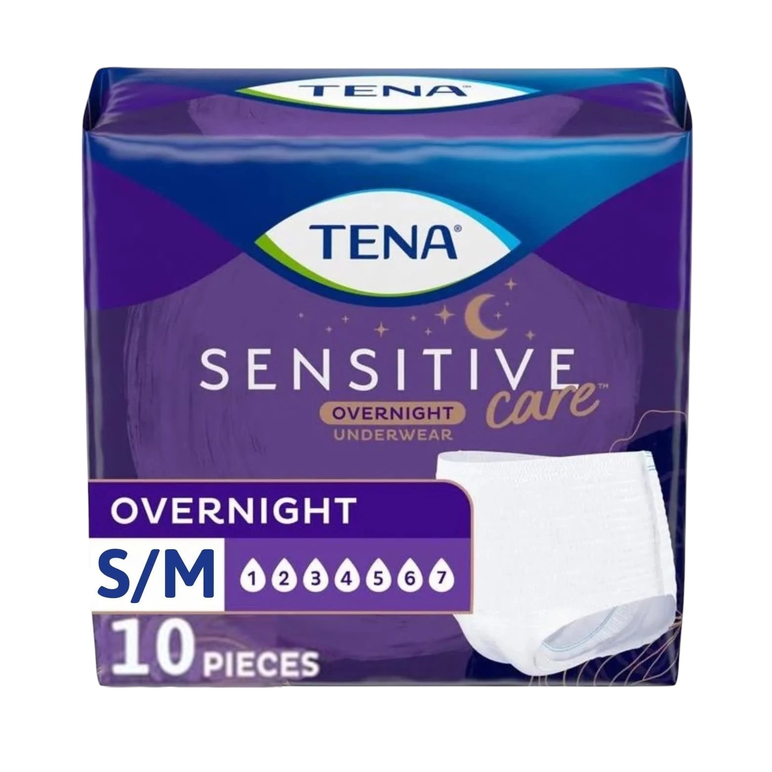 TENA Sensitive Care Overnight Incontinence Underwear for Women Small/Medium, 10 Count