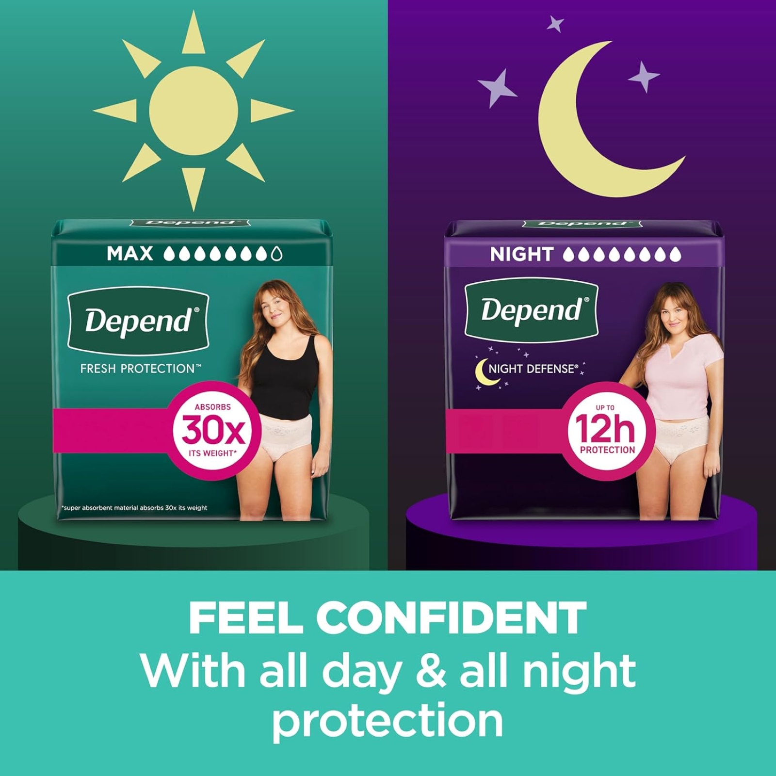 Depend Fresh Protection Adult Incontinence & Postpartum Bladder Leak Underwear for Women, Disposable, Maximum, Medium, Blush, 18 Count, Packaging May Vary
