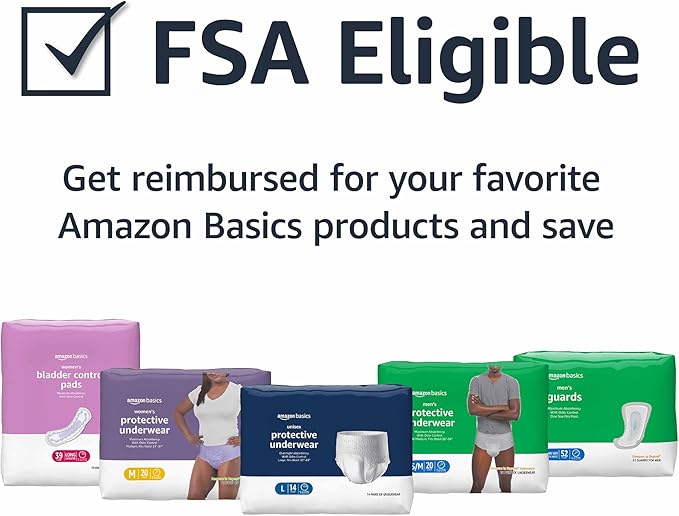 Amazon Basics Incontinence Underwear for Women, Protective, Disposable, Postpartum, Maximum Absorbency, Large, Lavender, 18 Count