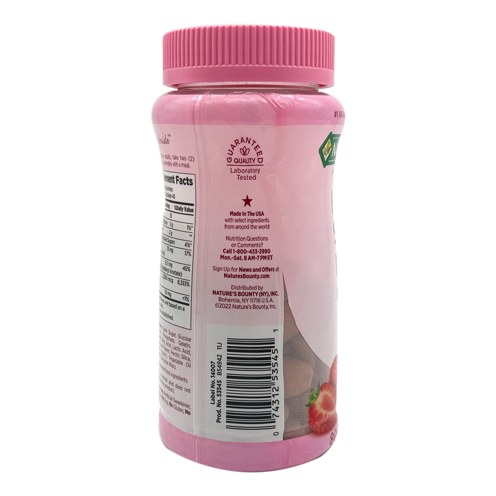 Nature's Bounty Optimal Solutions Hair, Skin & Nails Vitamin Gummies with 2500 mcg Biotin - Strawberry Flavored - 80 Count