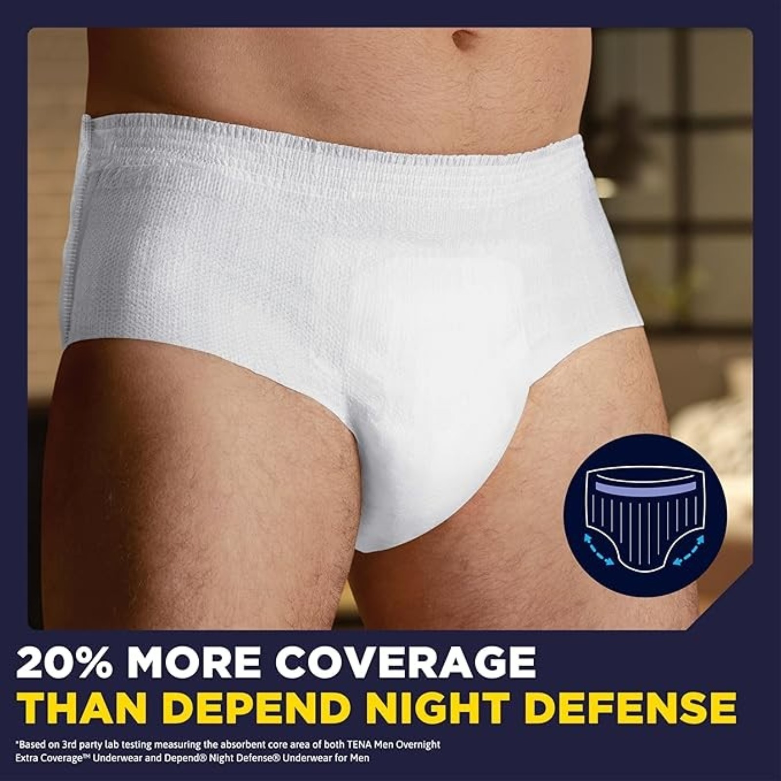 TENA Overnight Extra Coverage Incontinence Underwear for Men, Masculine Style and Discreet Cut Men's Underwear, Large/X-Large, 48 ct
