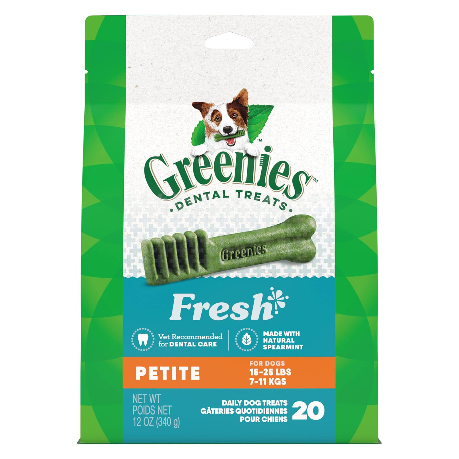 Greenies Petite Dental Dog Treats, Fresh Flavor, 12 oz. Pouch (20 Treats)