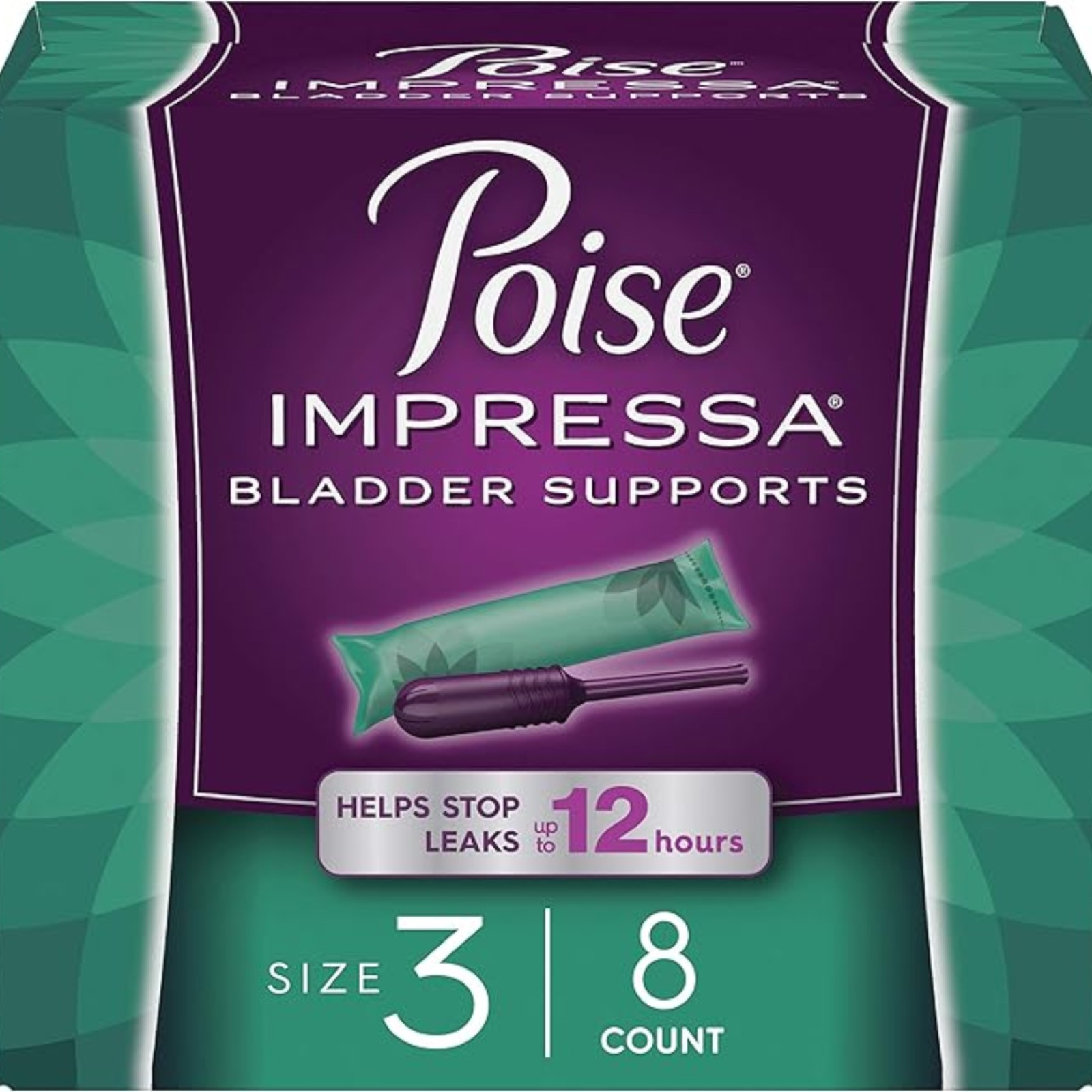 Poise Impressa Incontinence Bladder Support for Women, Bladder Control, Size 3, 8 Count (Packaging May Vary)