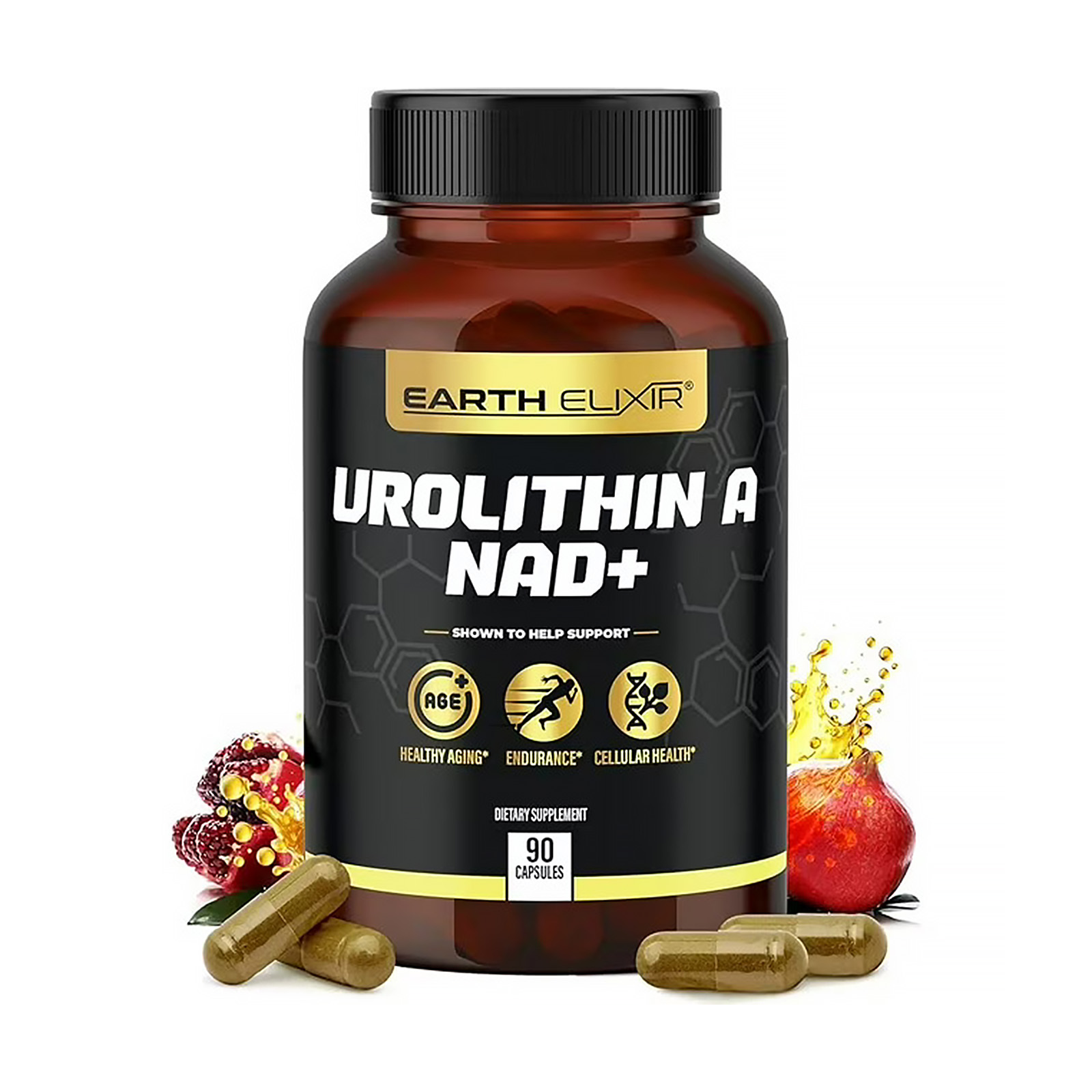 Earth Elixir Urolithin A & NAD Supplement (90 Capsules) Nicotinamide Riboside