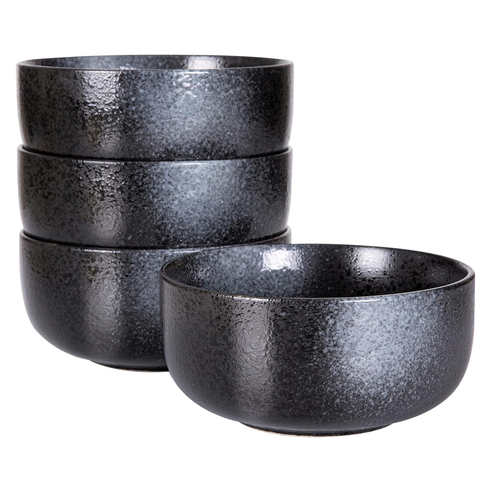 S&Q'S CERAMICS Soup Bowls - 36 Ounce Ceramic Bowl Set, Kitchen Bowls for Large Cereal, Noodle, Soup, Breakfast, Microwave and Dishwasher Safe, [Set of 4], Black and Grey