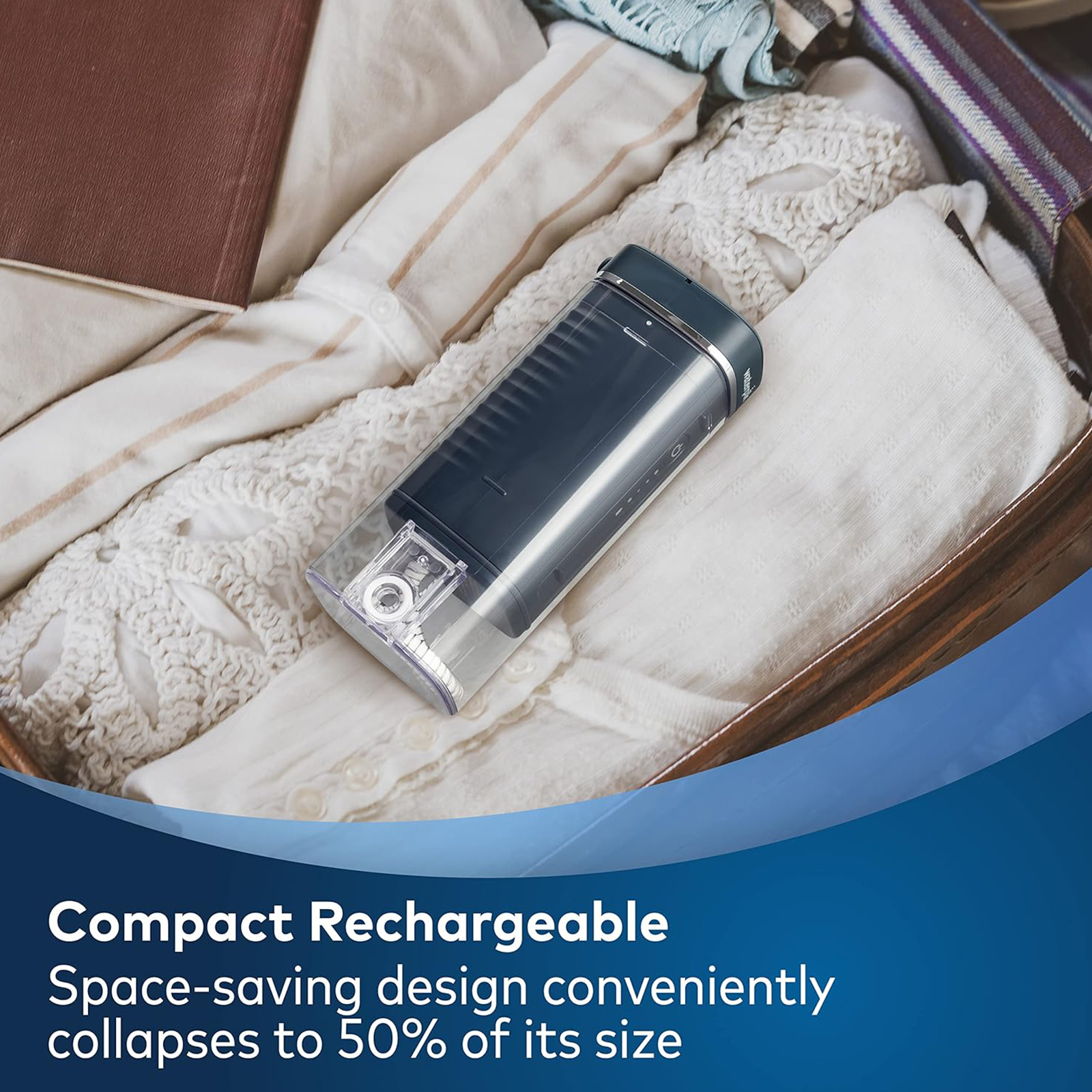 Waterpik Cordless Slide Professional Water Flosser, Portable Collapsible for Travel and Storage, with Travel Bag and 4 Tips, ADA Accepted, Rechargeable and Waterproof, Midnight Blue WF-17CD013-4
