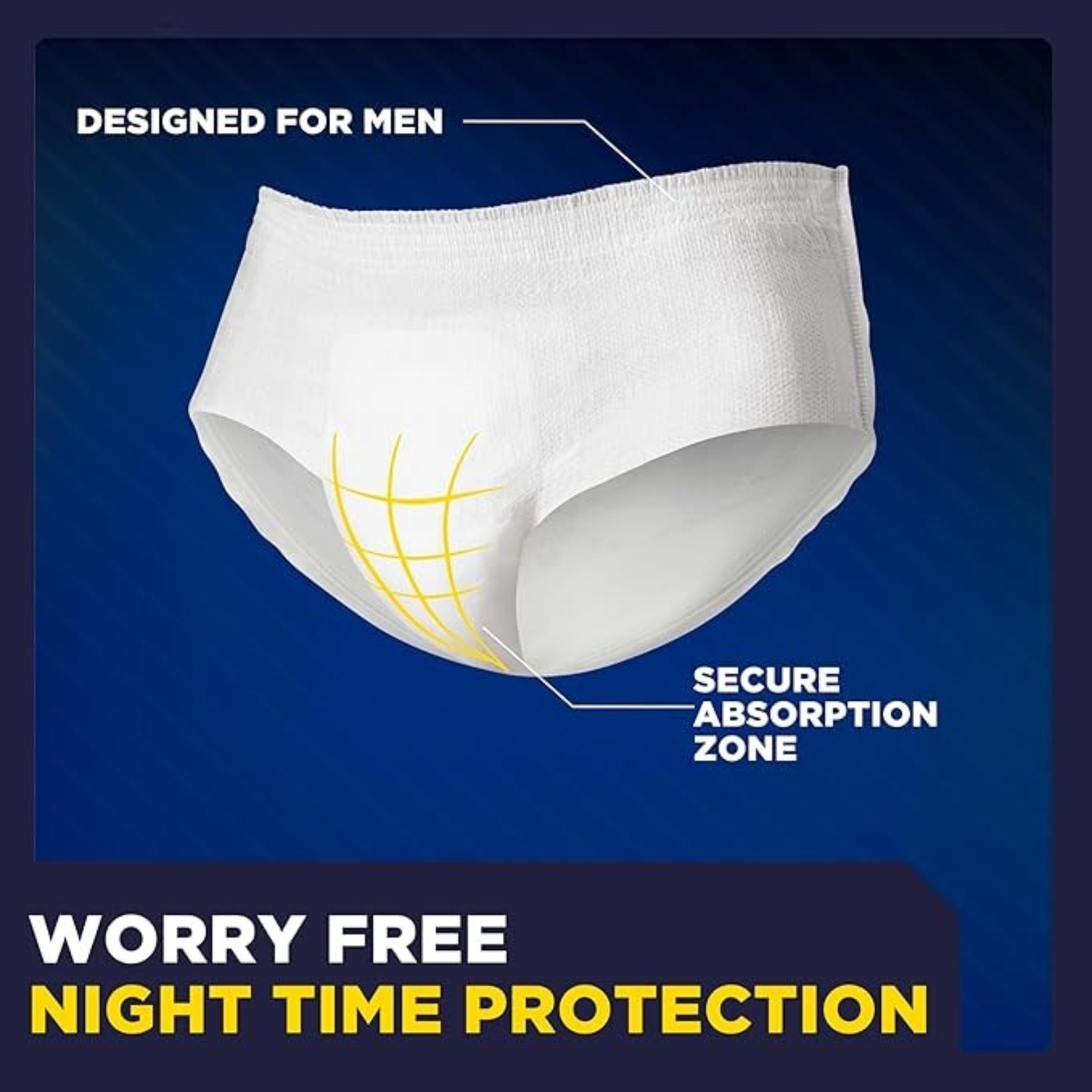 TENA Overnight Extra Coverage Incontinence Underwear for Men, Masculine Style and Discreet Cut Men's Underwear, Large/X-Large, 48 ct