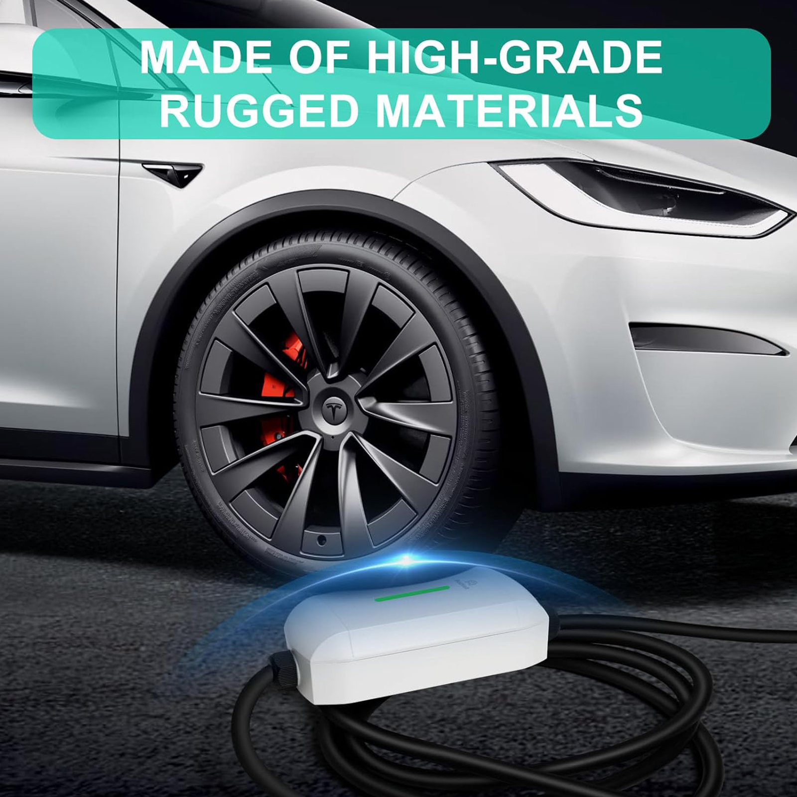 BestVolt ETL Certified Electric Vehicle Charger for Tesla:Level 1 Charger-120V 16A,5-15P Affordable & Convenient 25 ft Extension Cord, Fast, Safe, and Portable Charging Solution, White