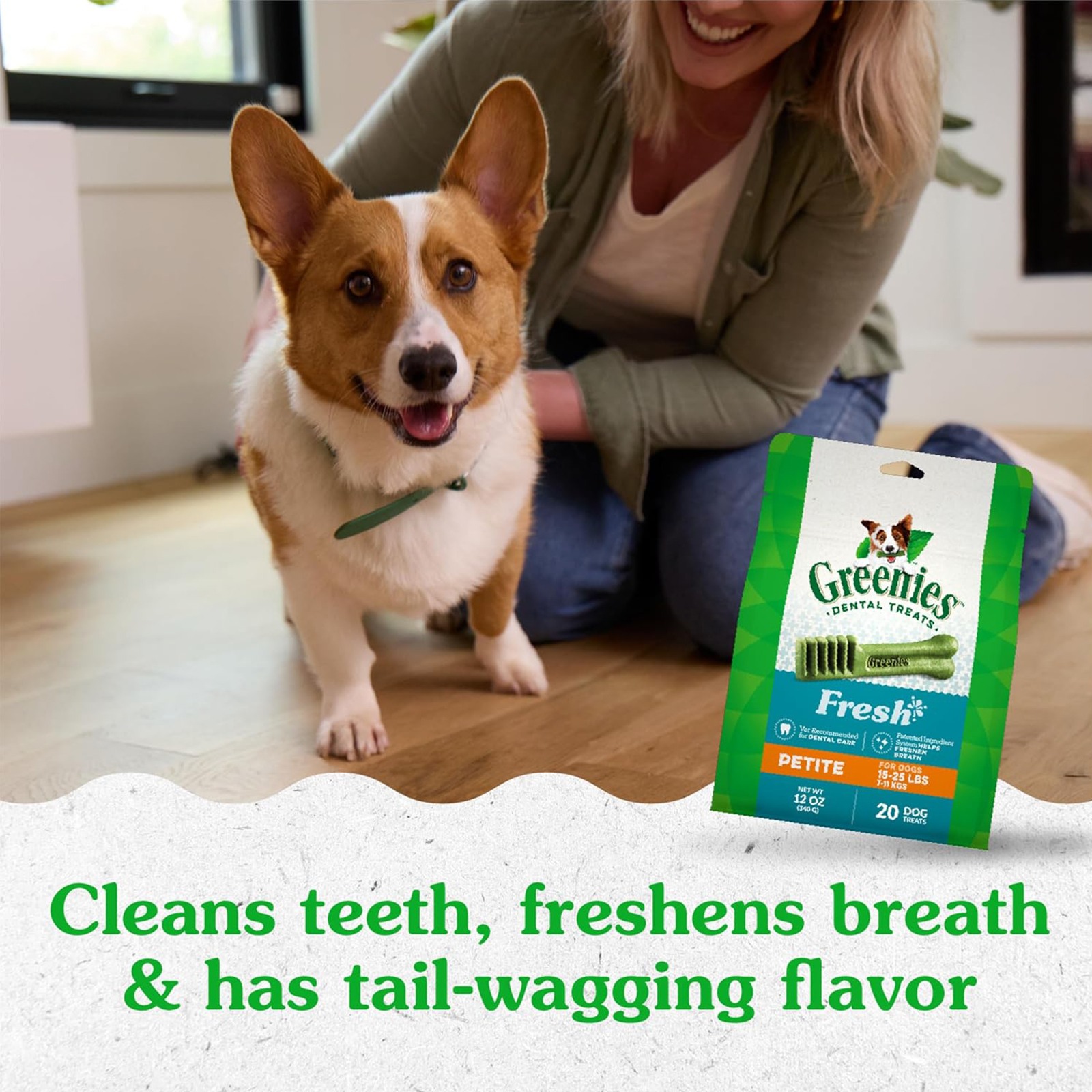 Greenies Petite Dental Dog Treats, Fresh Flavor, 12 oz. Pouch (20 Treats)