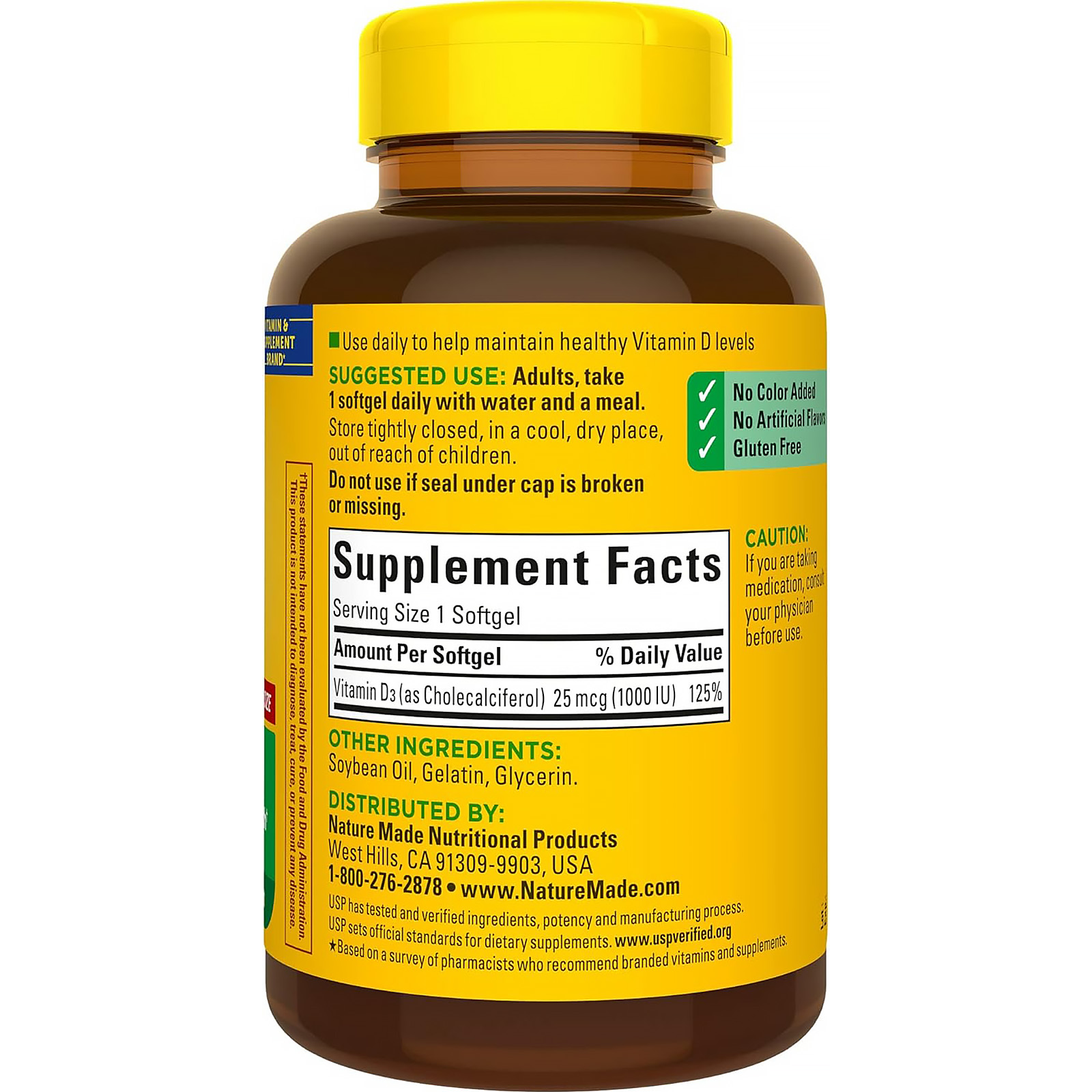 Nature Made Vitamin D3 1000 IU (25 mcg), Vitamin D Supplement, 300 Softgels