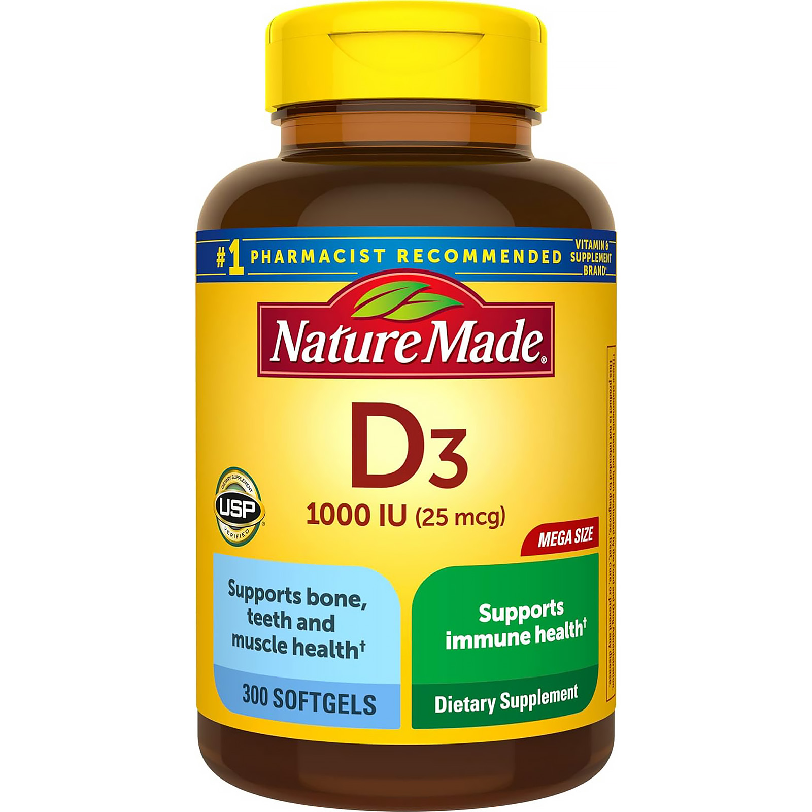 Nature Made Vitamin D3 1000 IU (25 mcg), Vitamin D Supplement, 300 Softgels