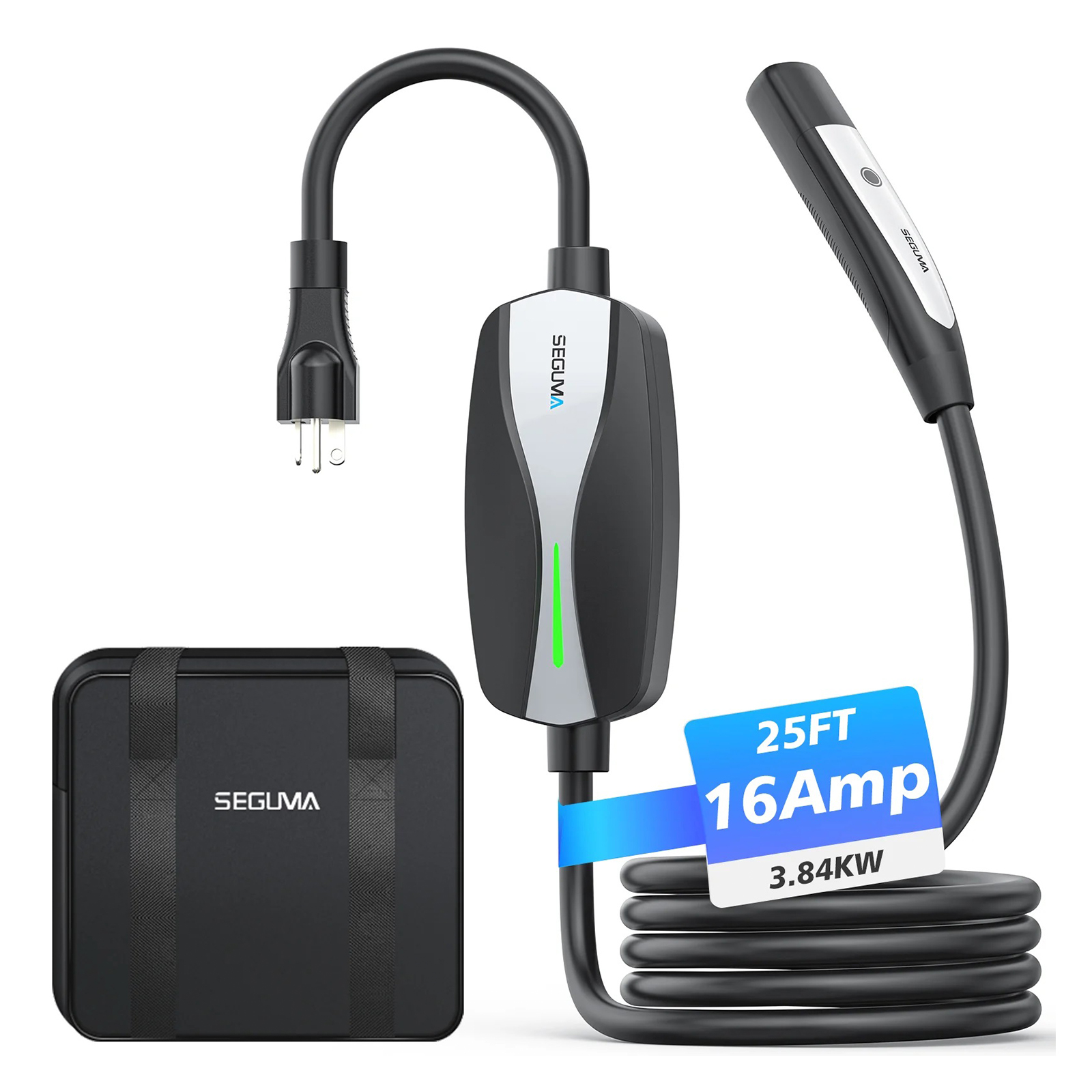 Seguma Level 1/2 Portable EV Charger For Tesla 16Amp NACS Car Charger