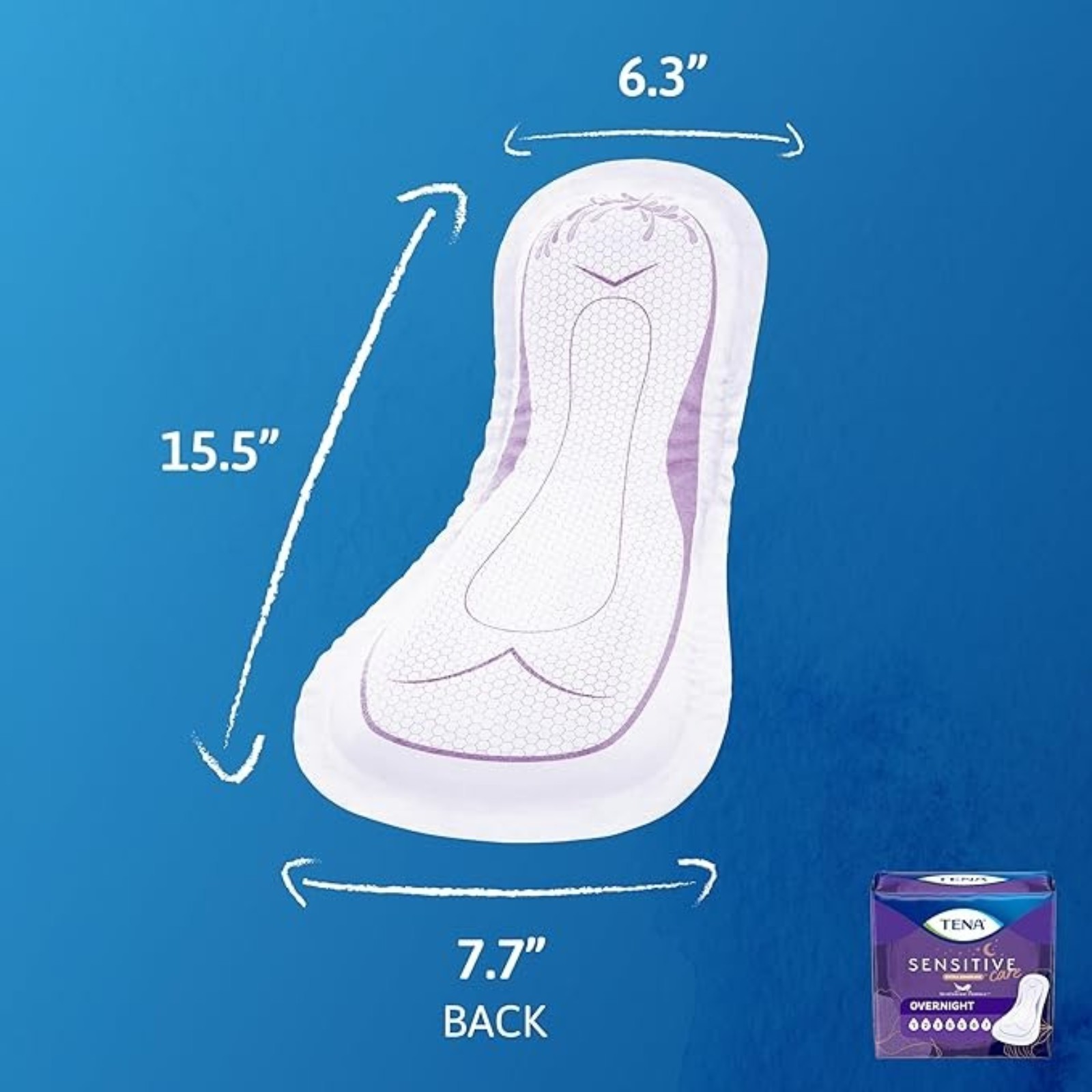 Tena Sensitive Care Extra Coverage Overnight Incontinence Pads, 45 Count