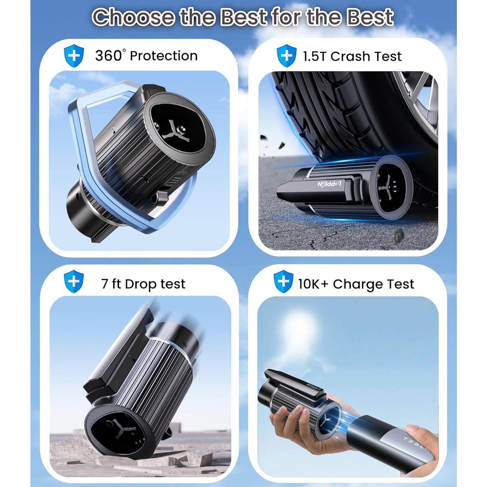 LEPPEIN Tesla to J1772 Adapter, Max 80Amp 250V NACS to J1772 Adapter