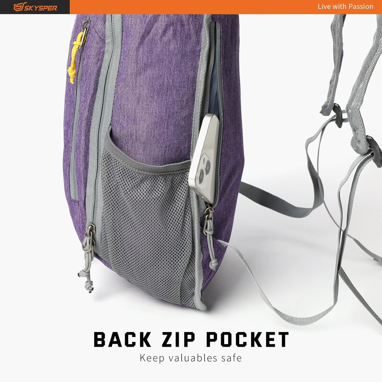 SKYSPER Small Daypack 10L Hiking Backpack Packable Lightweight Travel Day Pack for Women Men, Purple
