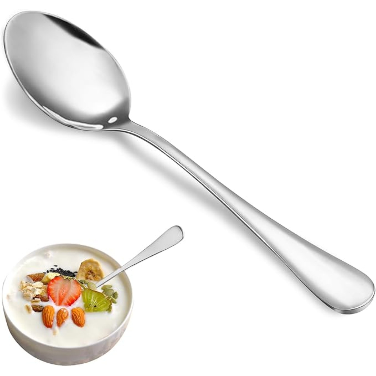 MUTNITT Teaspoon Set,16 Piece 6.7" Spoons Silverware, Premium Food Grade Stainless Steel Tea Spoons, Durable Small Spoon, Good Teaspoons, Kitchen Dessert Spoon Set, Mirror Finish & Dishwasher Safe