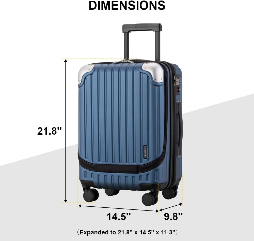 LEVEL8 Grace EXT Carry On Expandable Luggage, 20” Hardside Suitcase, ABS+PC with TSA Lock