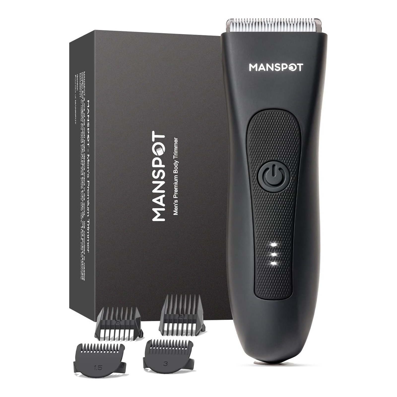 MANSPOT Manscape Groin & Body Hair Trimmer for Men, Electric Ball Pubic Trimmer Shaver,Manscape Kit with 4 Guard,Replaceable Ceramic Blade Heads,Waterproof Wet/Dry Shaver,90 Minutes Shaving