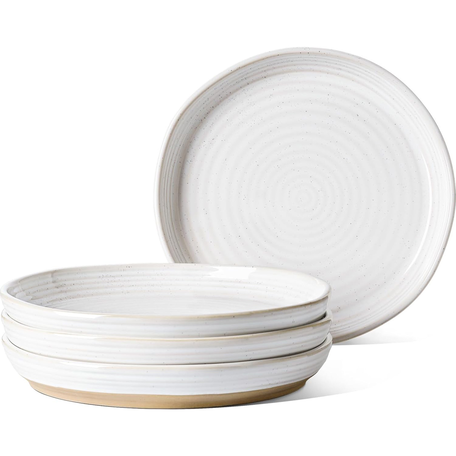 LE TAUCI Dinner Plates 10 Inch, Ceramic Flat Dish Set - Set of 4, Arctic White
