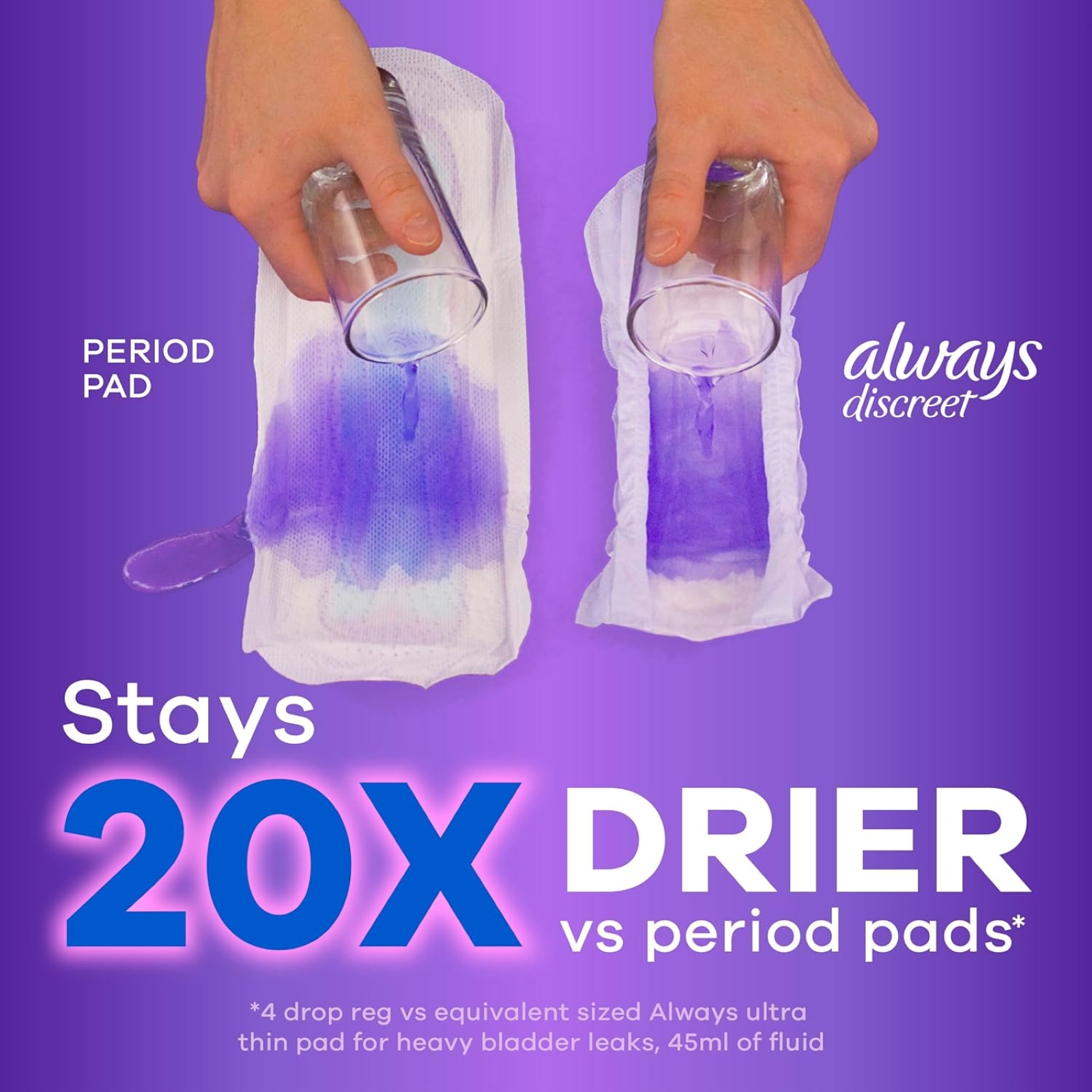 Always Discreet Adult Incontinence Pads for Women, Moderate Absorbency, Long Length, Postpartum Pads, 88 CT