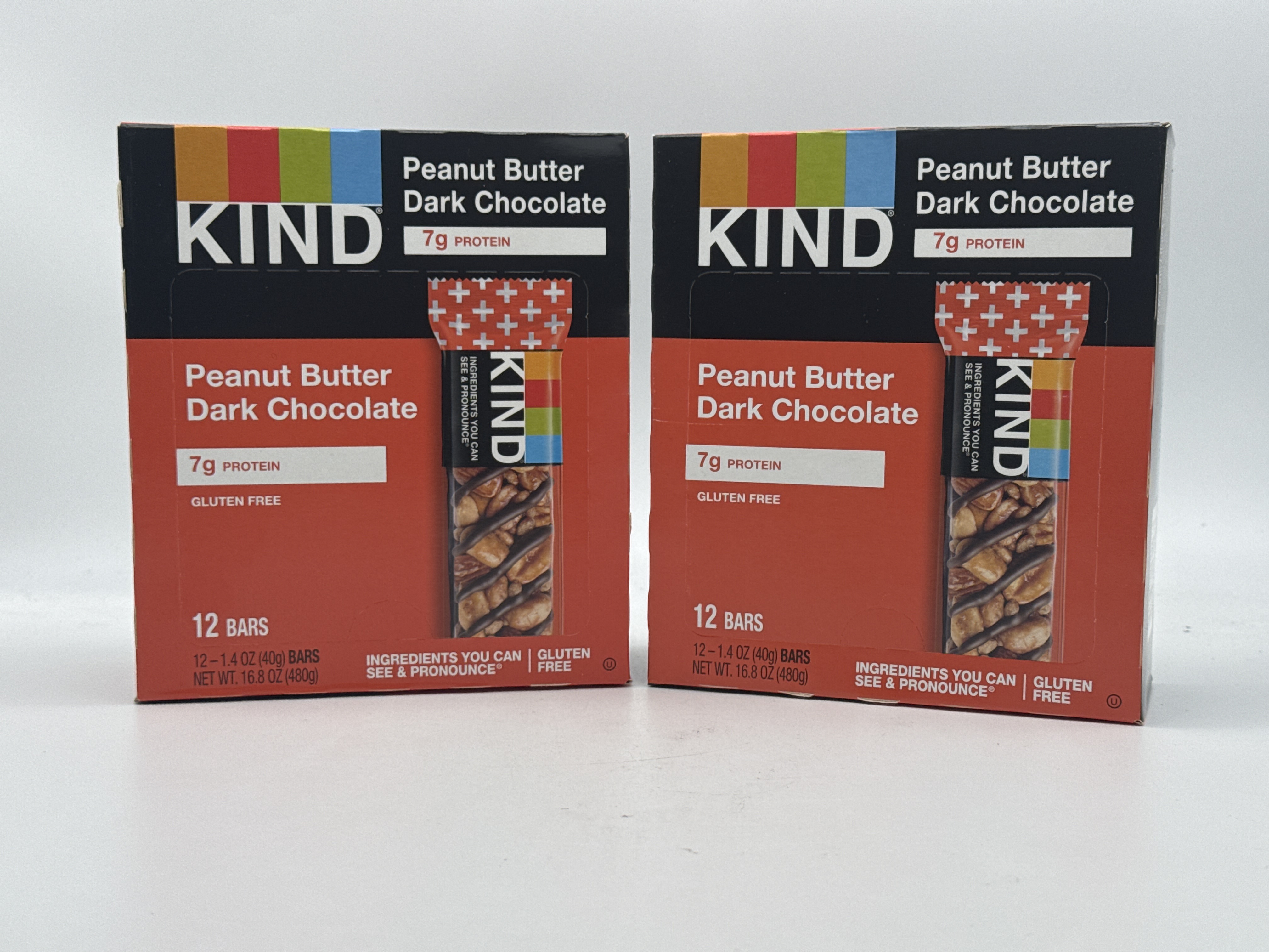 KIND Plus Peanut Butter Dark Chocolate + Proteins - Box of 12 Bars (2 Pack)