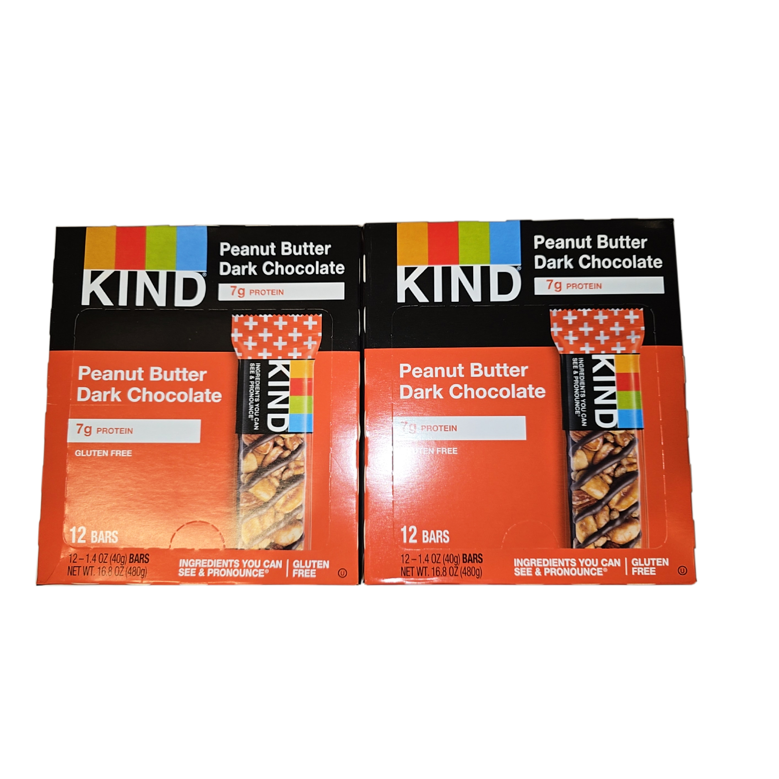 KIND Plus Peanut Butter Dark Chocolate + Proteins - Box of 12 Bars (2 Pack)