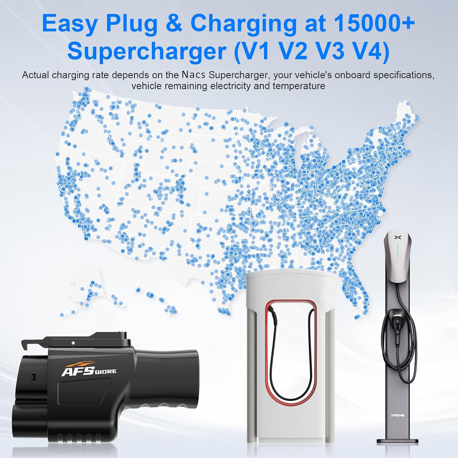 AFS QIORE NACS to CCS Adapter, Nac Supercharger Adapter, 500A 250KW