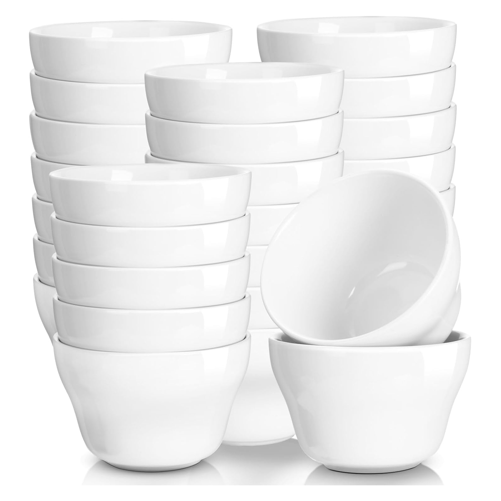 Patelai 18 Pack 8 oz Porcelain Bowls Porcelain Broth Cups, Small Dessert Bowls, Soup and Dip Bowls for Ice Cream, Desserts, Soups, Side Dishes, Salads, Cereal, Rice Microwave Dishwasher Safe, White