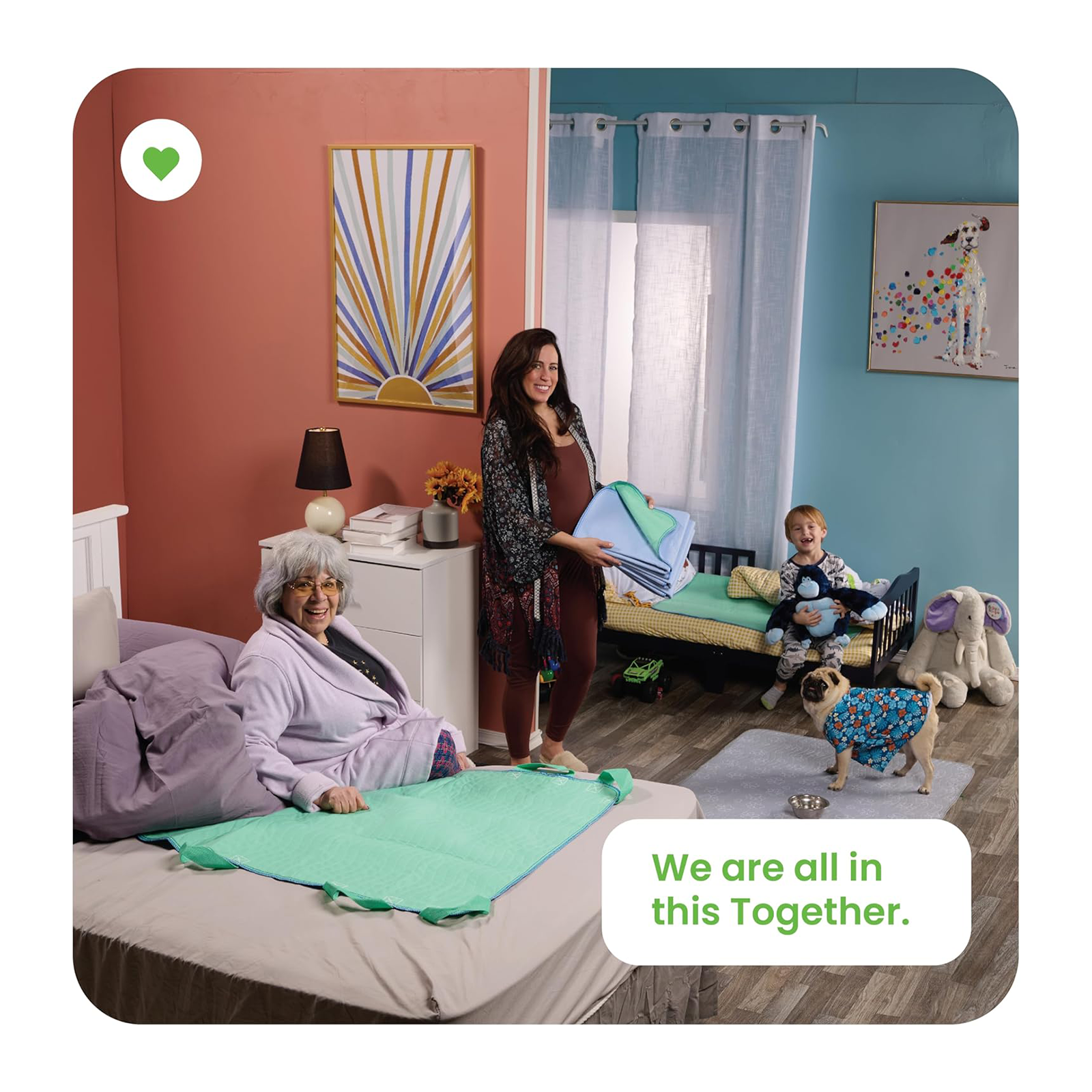 IMPROVIA® Washable Underpads, 34" x 52" (Pack of 2) - Heavy Absorbency Reusable Incontinence Pads for Kids, Adults, Elderly, and Pets - Waterproof Protective Pad for Bed, Couch, Sofa, Furniture, Floor