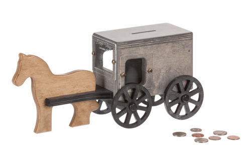 American Made Wooden Toy Horse & Buggy Coin Bank - Several Color Options