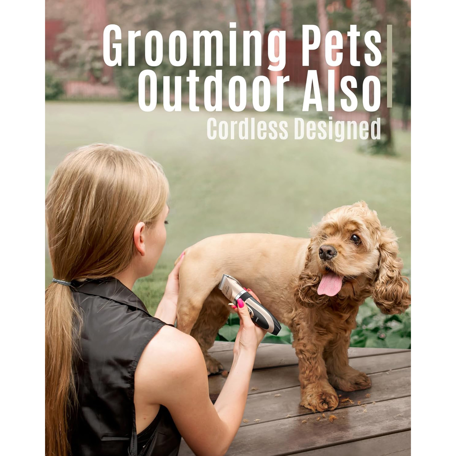 oneisall Dog Clipper Low Noise, Dog Grooming Kit with Rechargeable, Dog Shaver Cordless Electric Quiet Hair Clipper Set for Dog Cats Pets（Gold）
