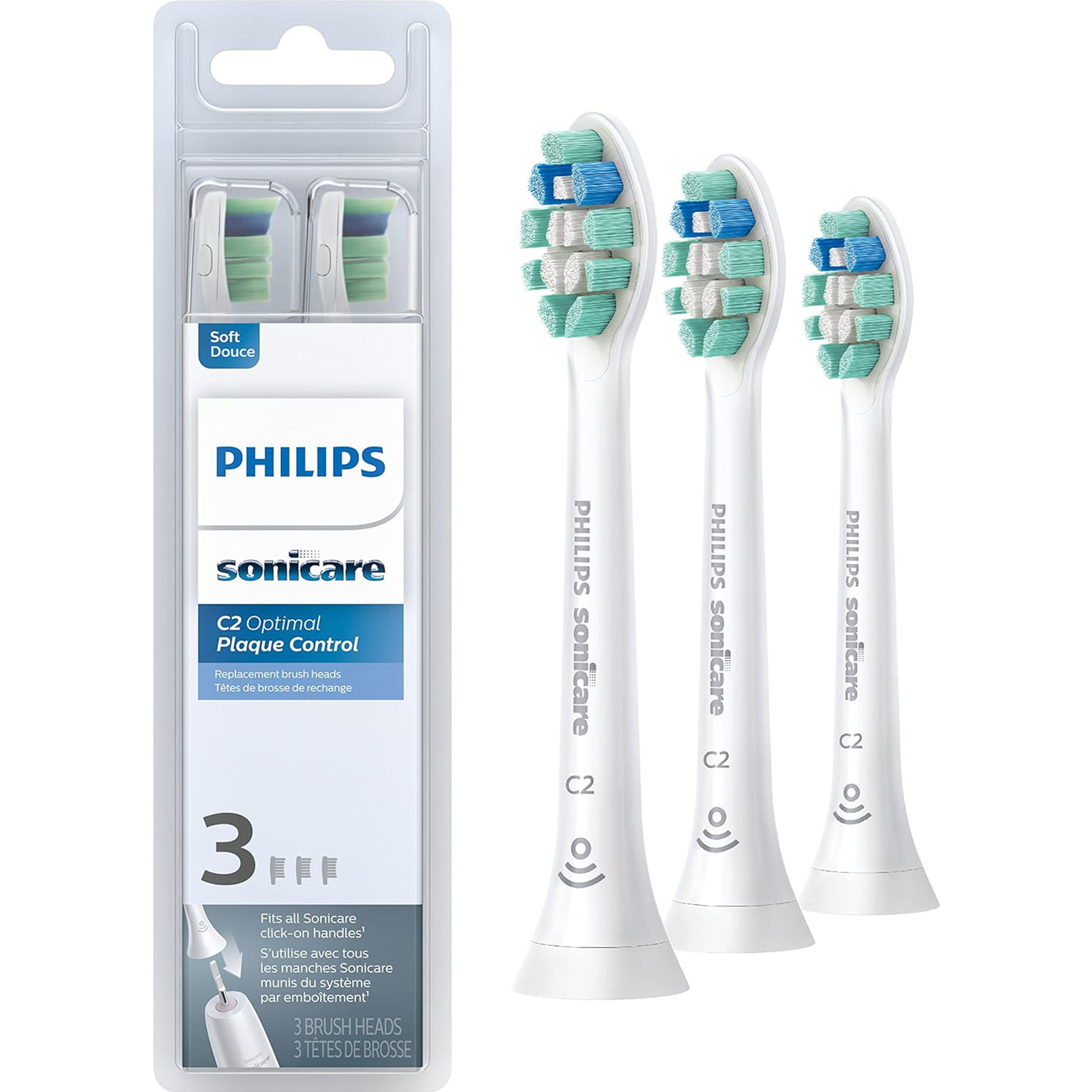 Philips Sonicare Genuine C2 Optimal Plaque Control 3 Toothbrush Heads