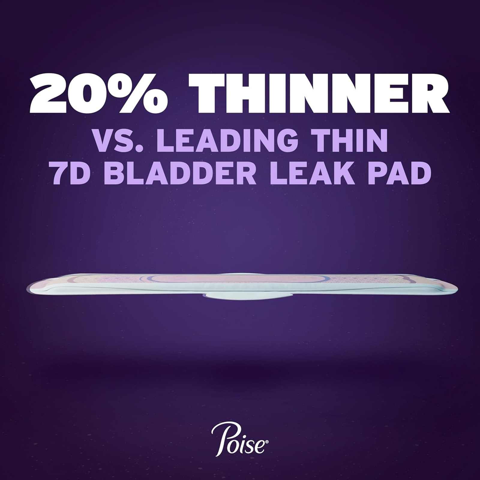Poise Overnight Ultra Thin Pads (Incontinence/Postpartum), 8 Drop, Long, 20 Ct
