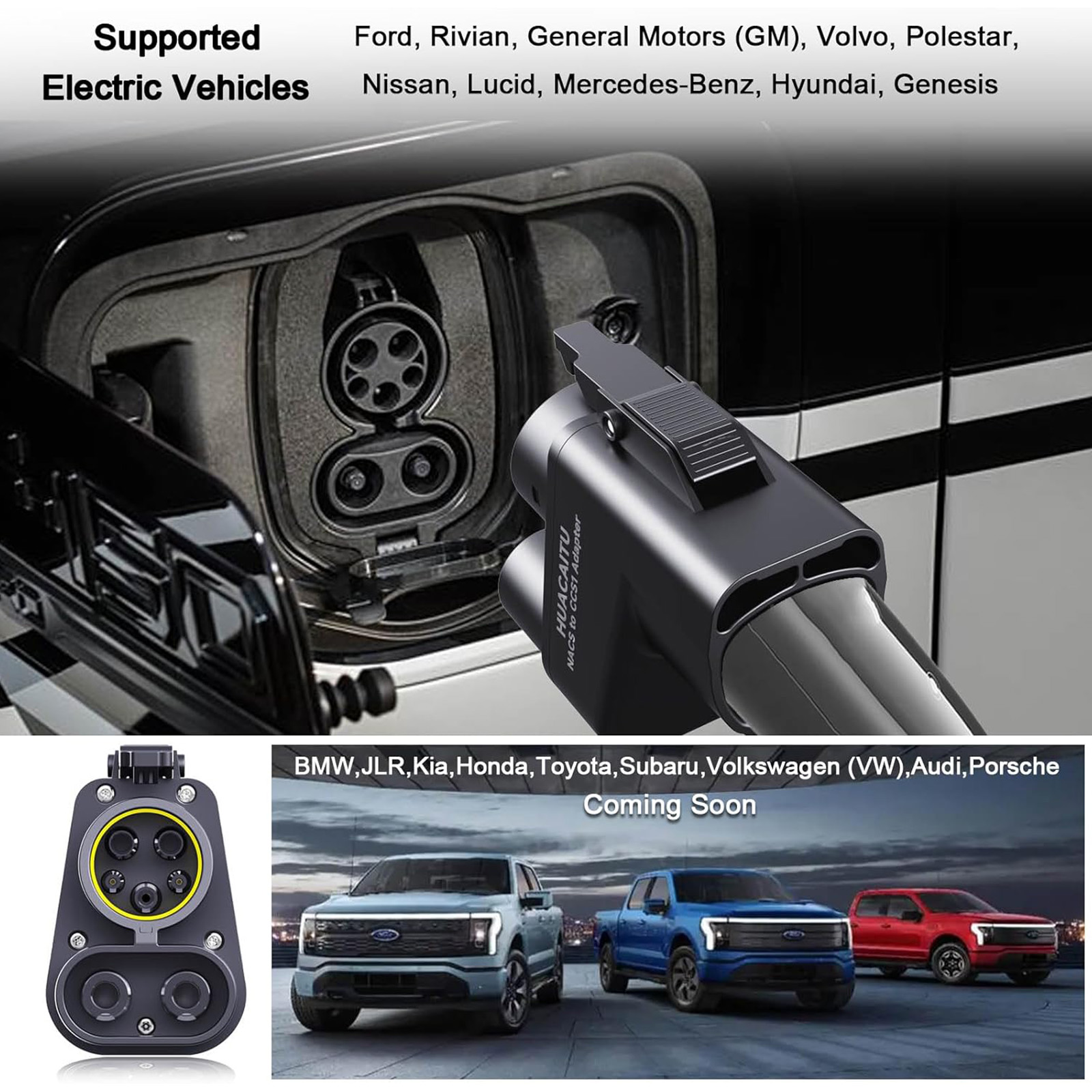 Tesla Supercharger NACS to CCS1 Charger Adapter, Max 500A 1000V Fast Charge All EVs